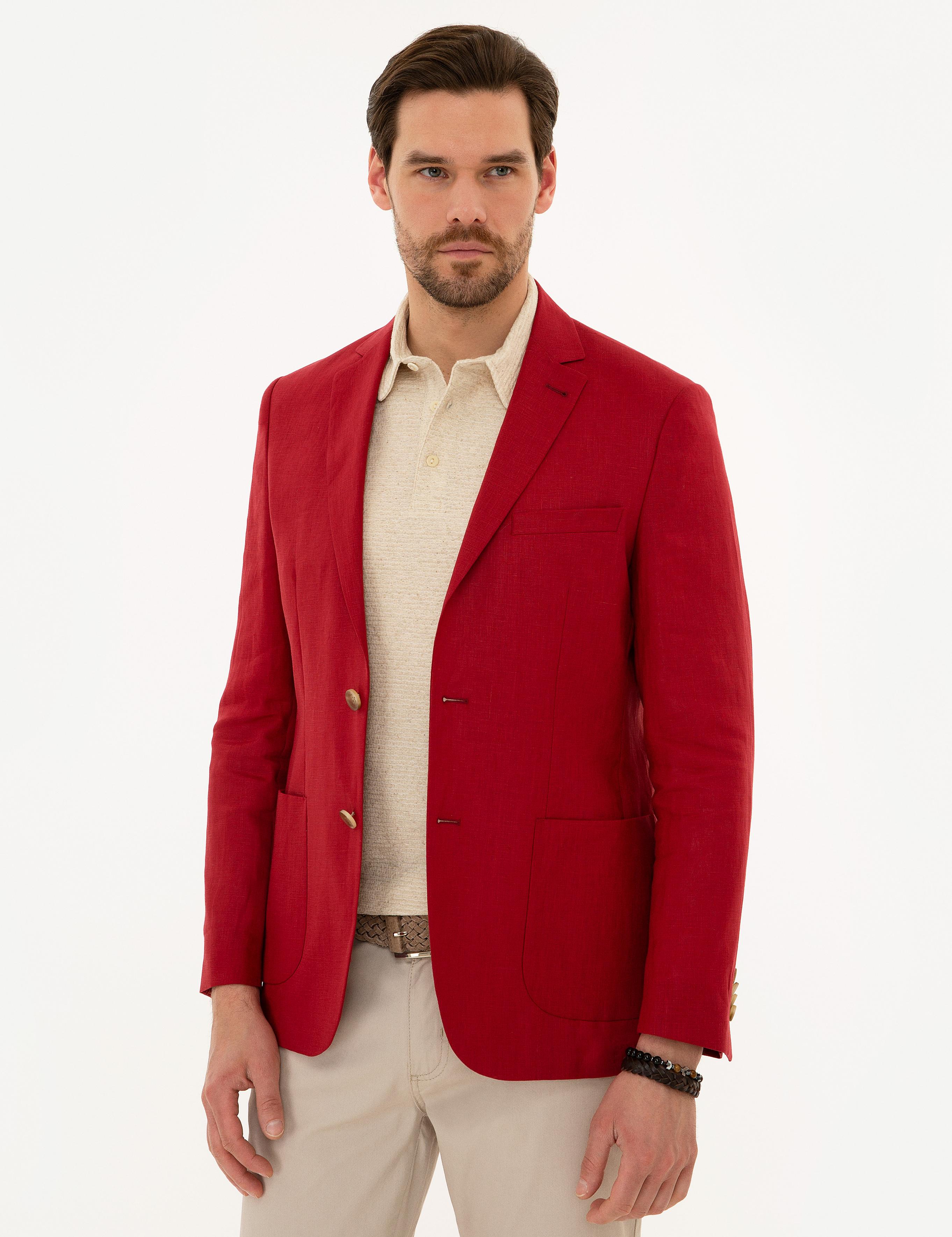 Kırmızı Slim Fit Ceket