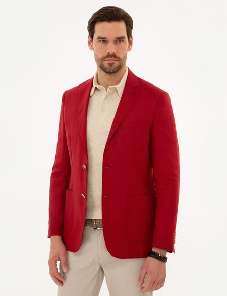 Kırmızı Slim Fit Ceket - 50225682002