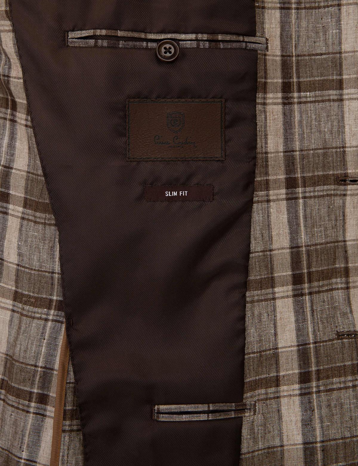 Açık Kahverengi Slim Fit Ekose Ceket - 50225686005