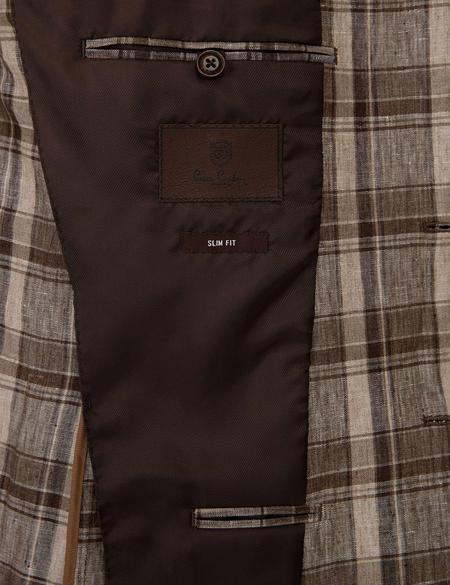 Açık Kahverengi Slim Fit Ekose Ceket - 50225686005