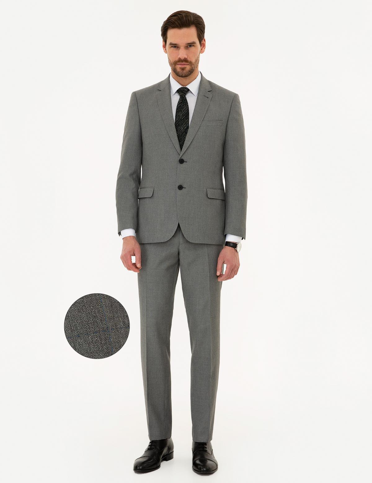 Gri Slim Fit Takım Elbise