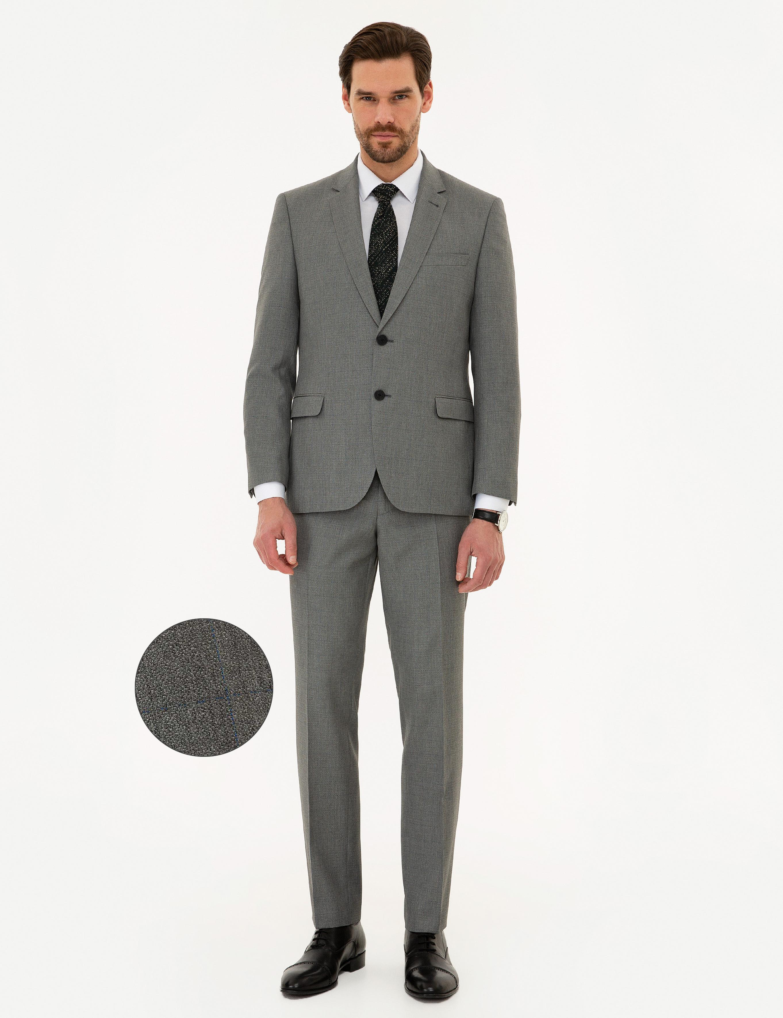 Gri Slim Fit Takım Elbise