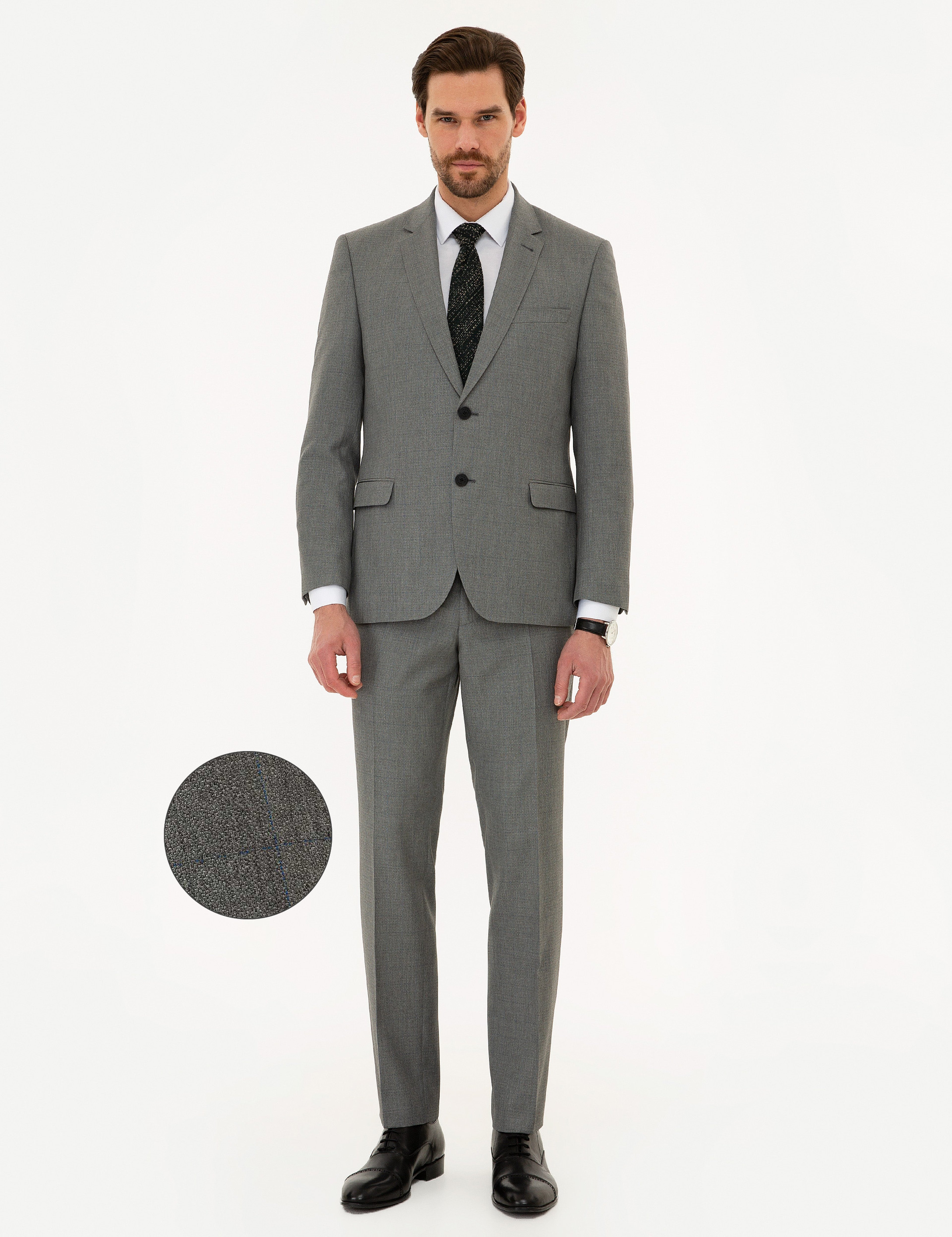 Gri Slim Fit Takım Elbise - Image 1