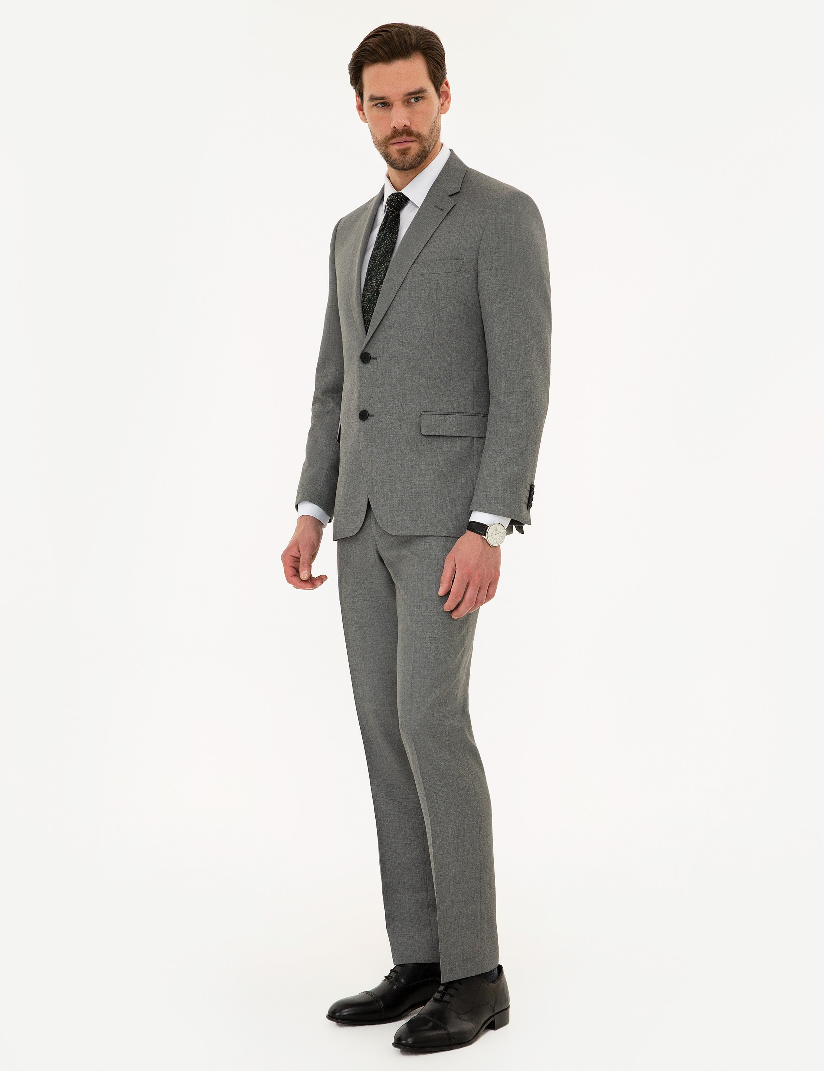 Gri Slim Fit Takım Elbise