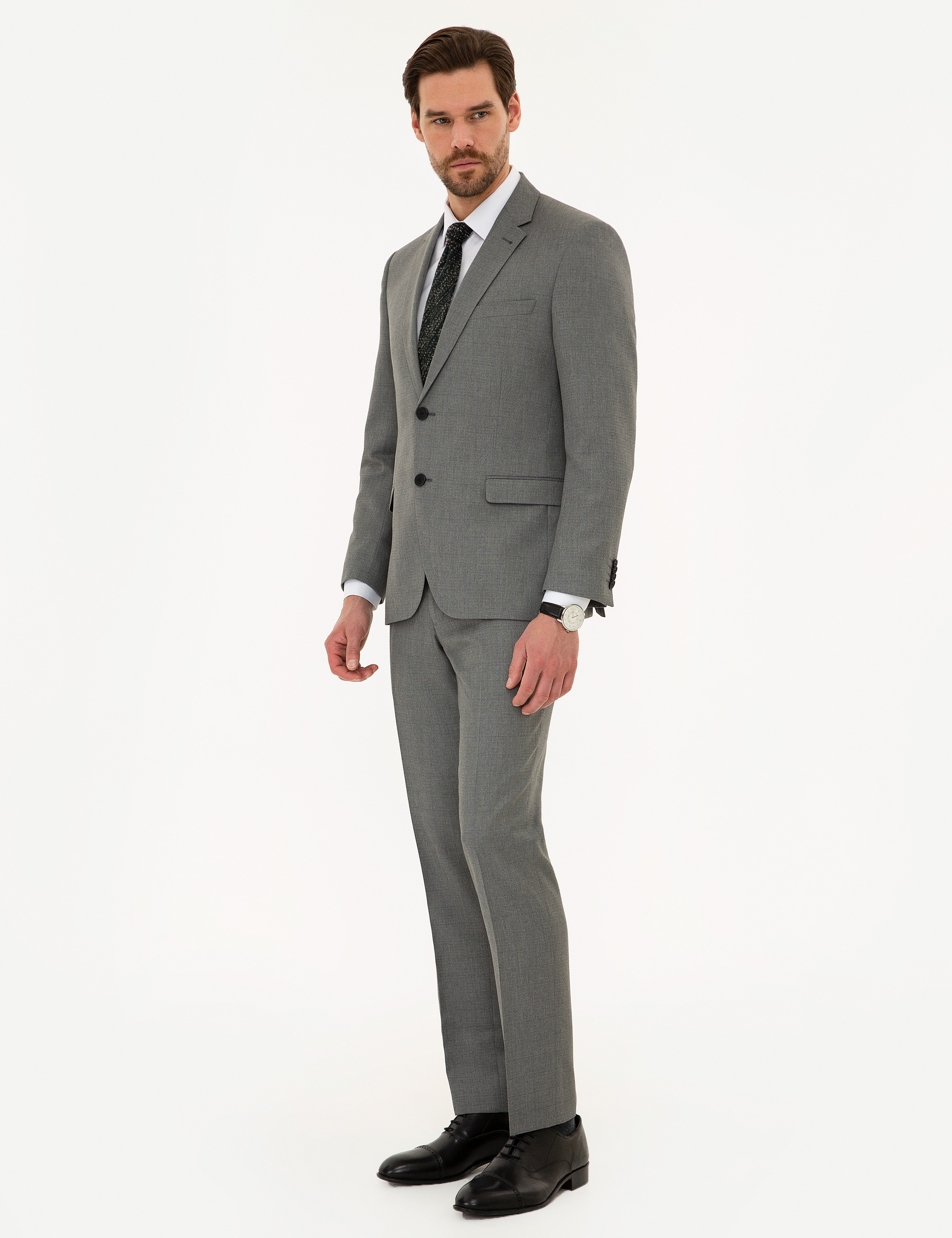 Gri Slim Fit Takım Elbise - Image 3