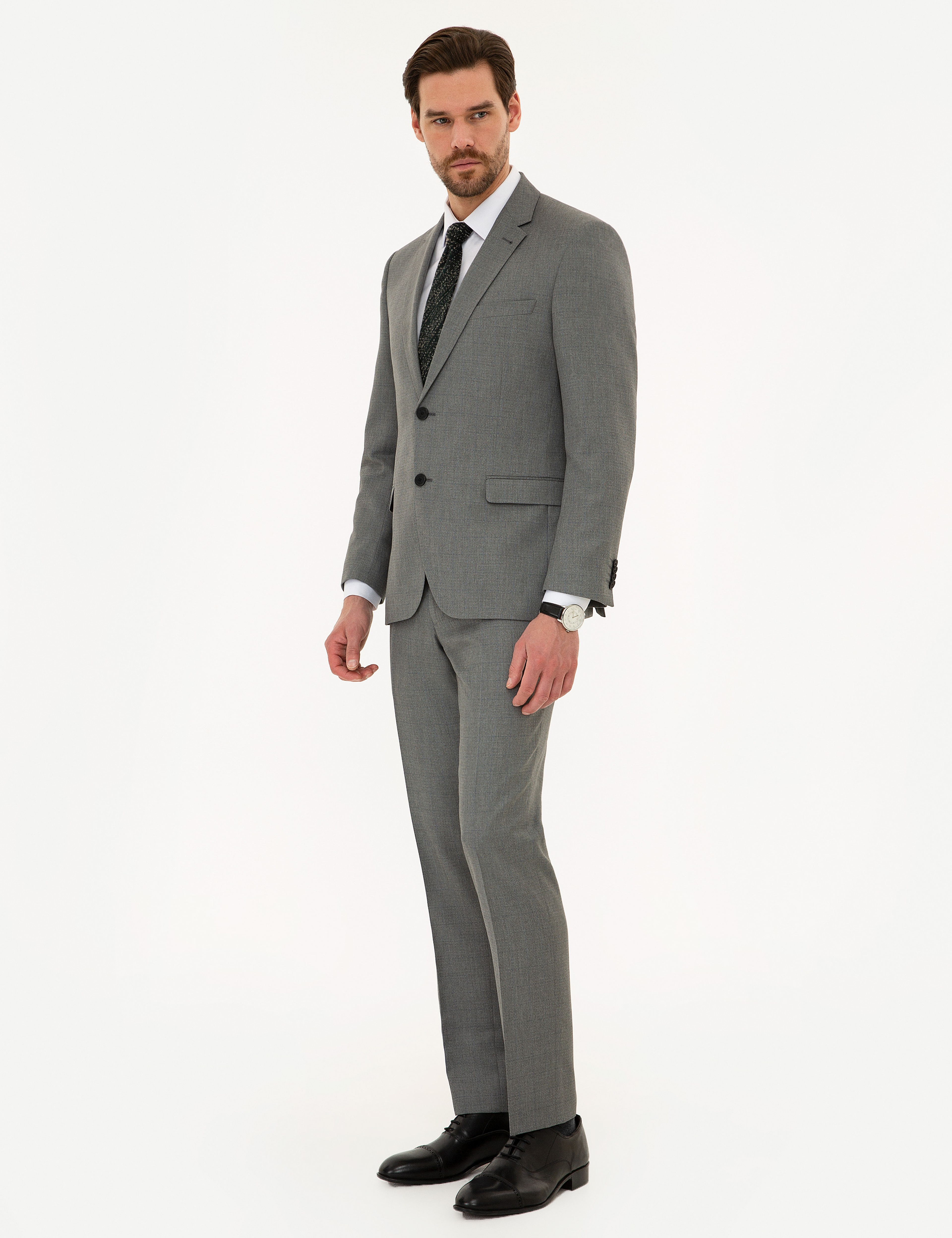 Gri Slim Fit Takım Elbise