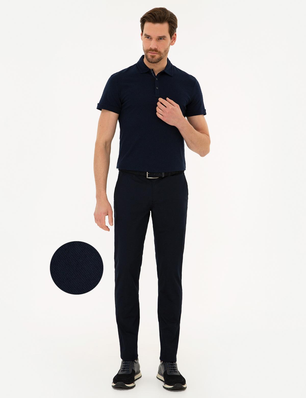 Lacivert Slim Fit Chino Pantolon