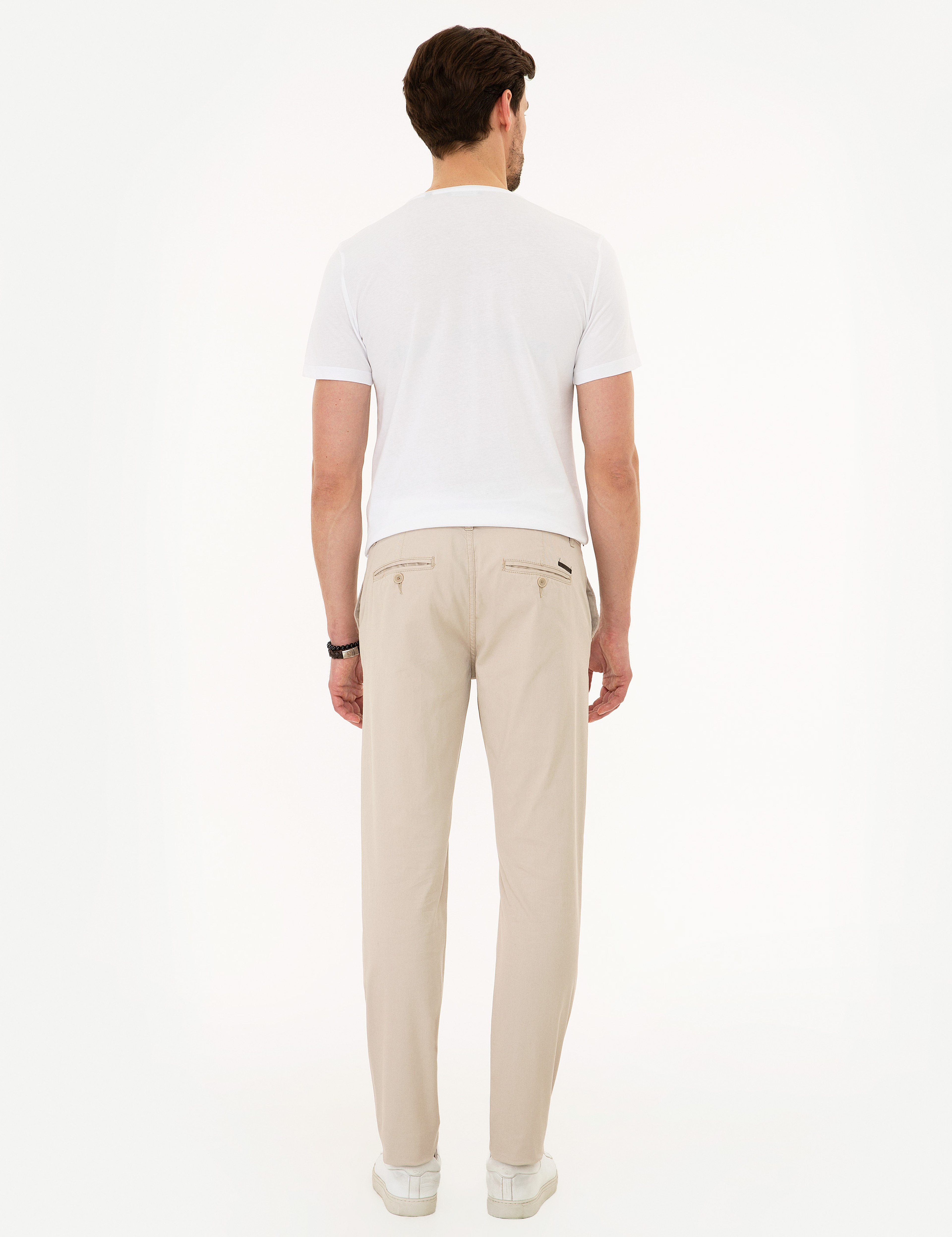 Bej Slim Fit Kanvas Pantolon - Image 3