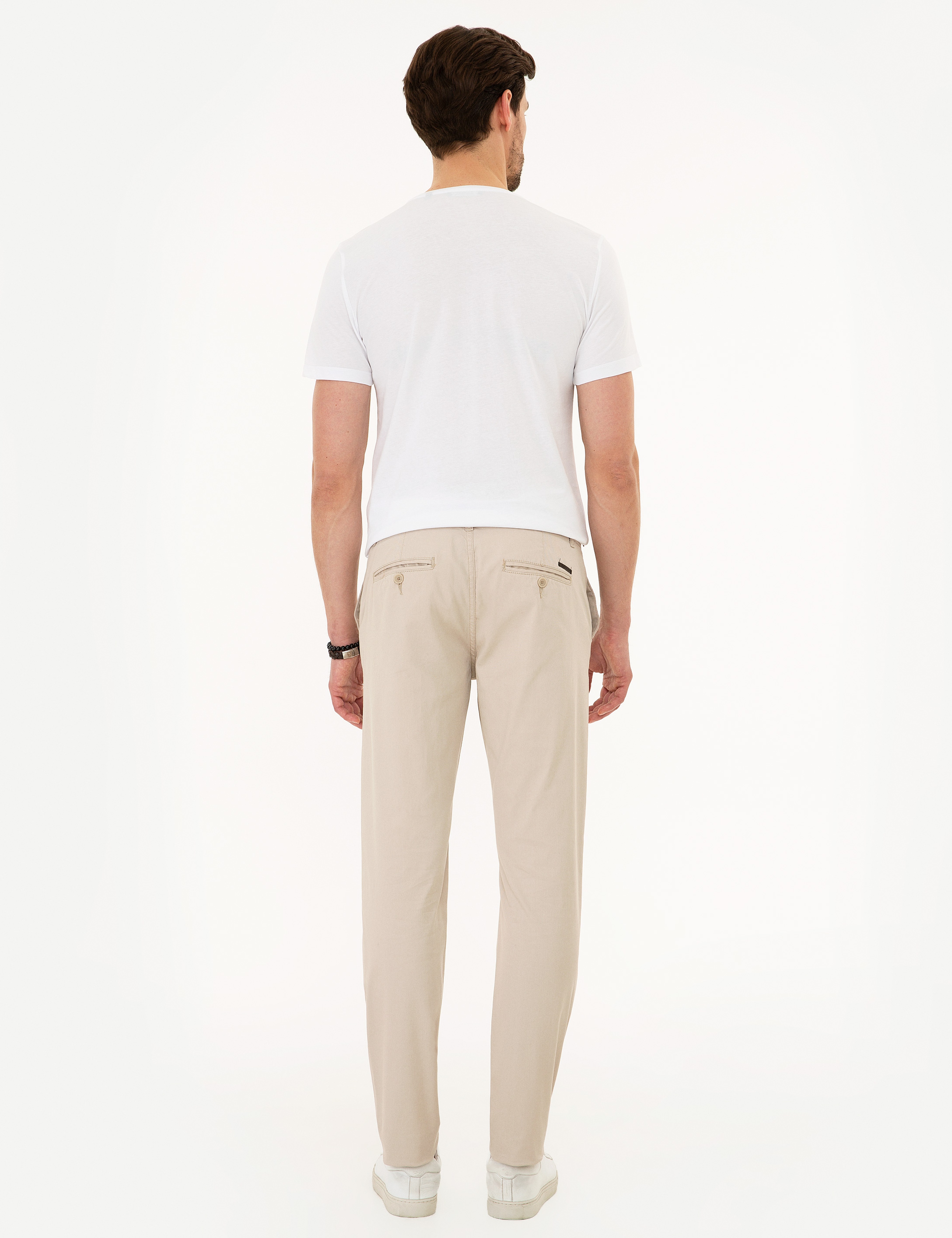 Bej Slim Fit Kanvas Pantolon