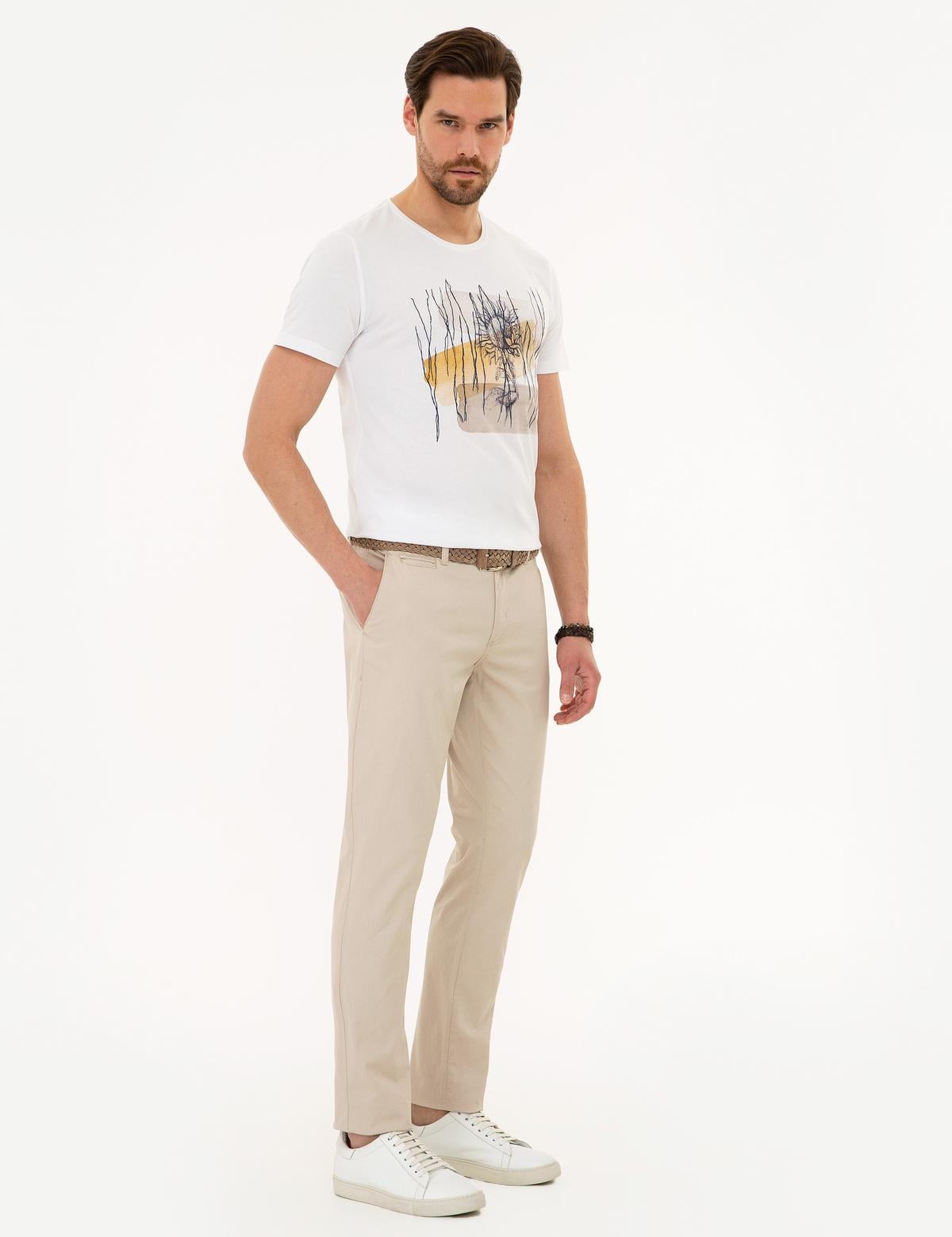 Bej Slim Fit Kanvas Pantolon - 50225942050