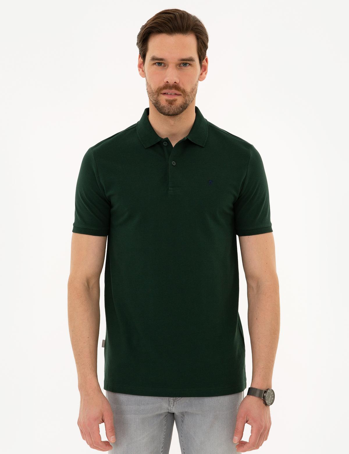 Koyu Yeşil Slim Fit Basic Polo Yaka T-Shirt - 50225515055