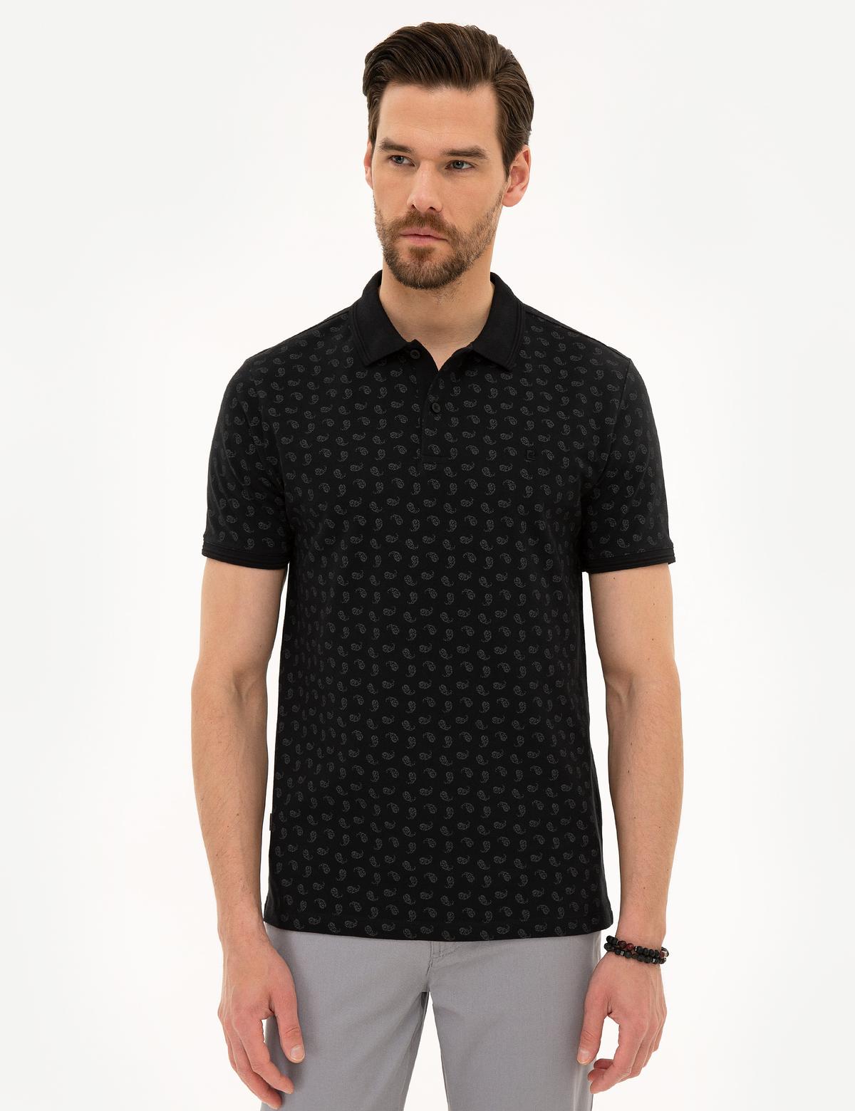 Siyah Slim Fit Polo Yaka Tişört - 50220901016