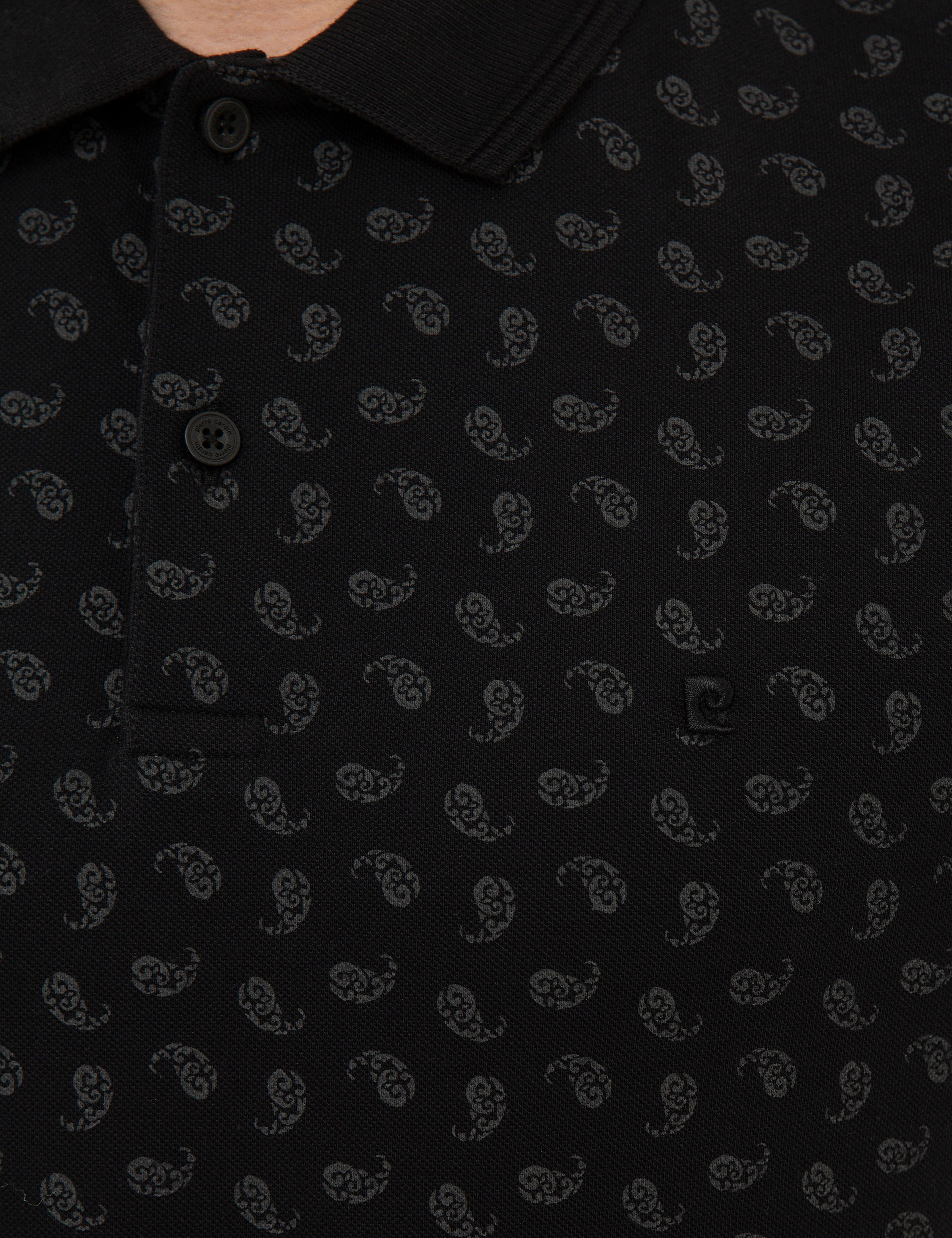 Siyah Slim Fit Polo Yaka Tişört - Image 5