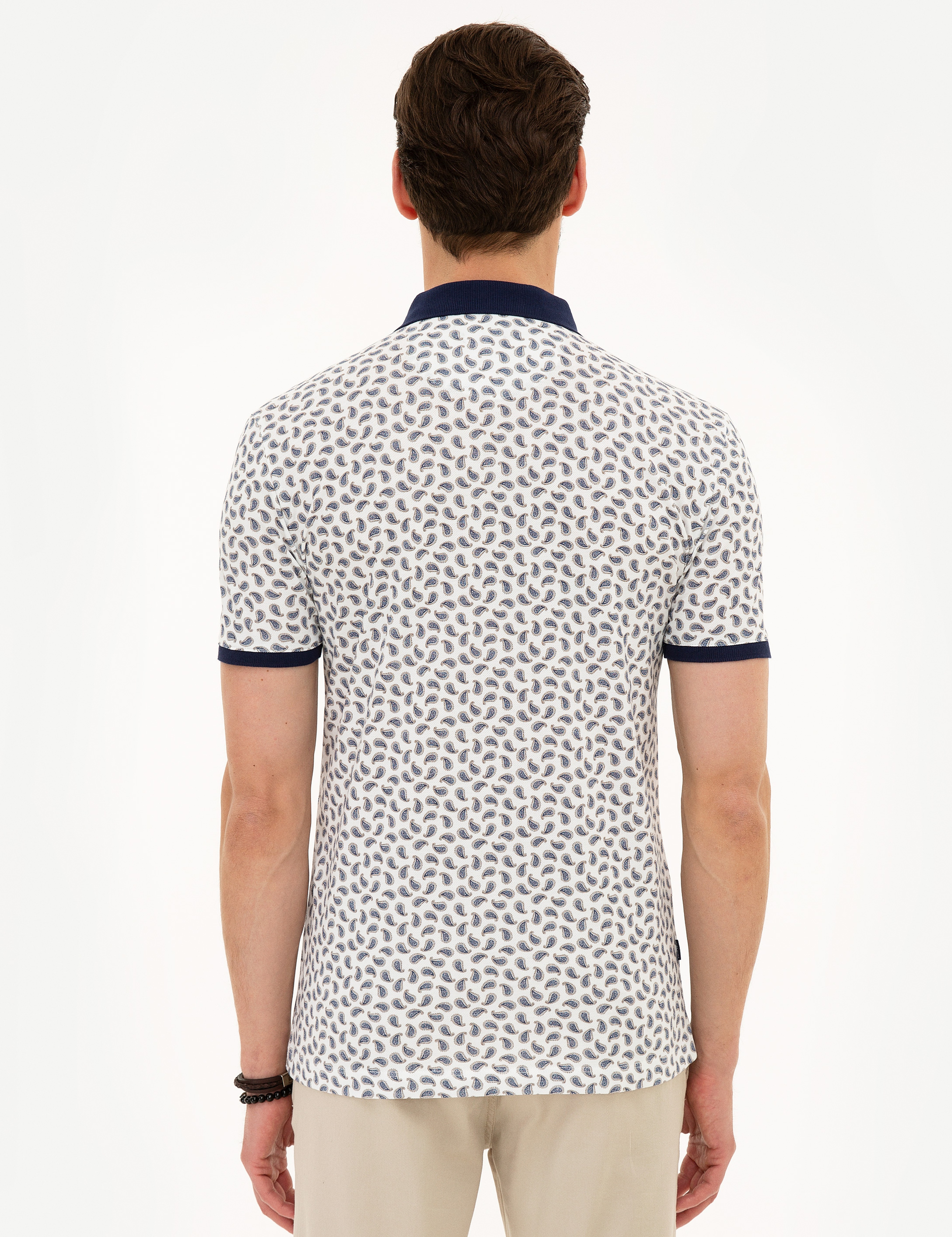Lacivert Slim Fit %100 Pamuk Düğmeli Polo Yaka Tişört - Image 3