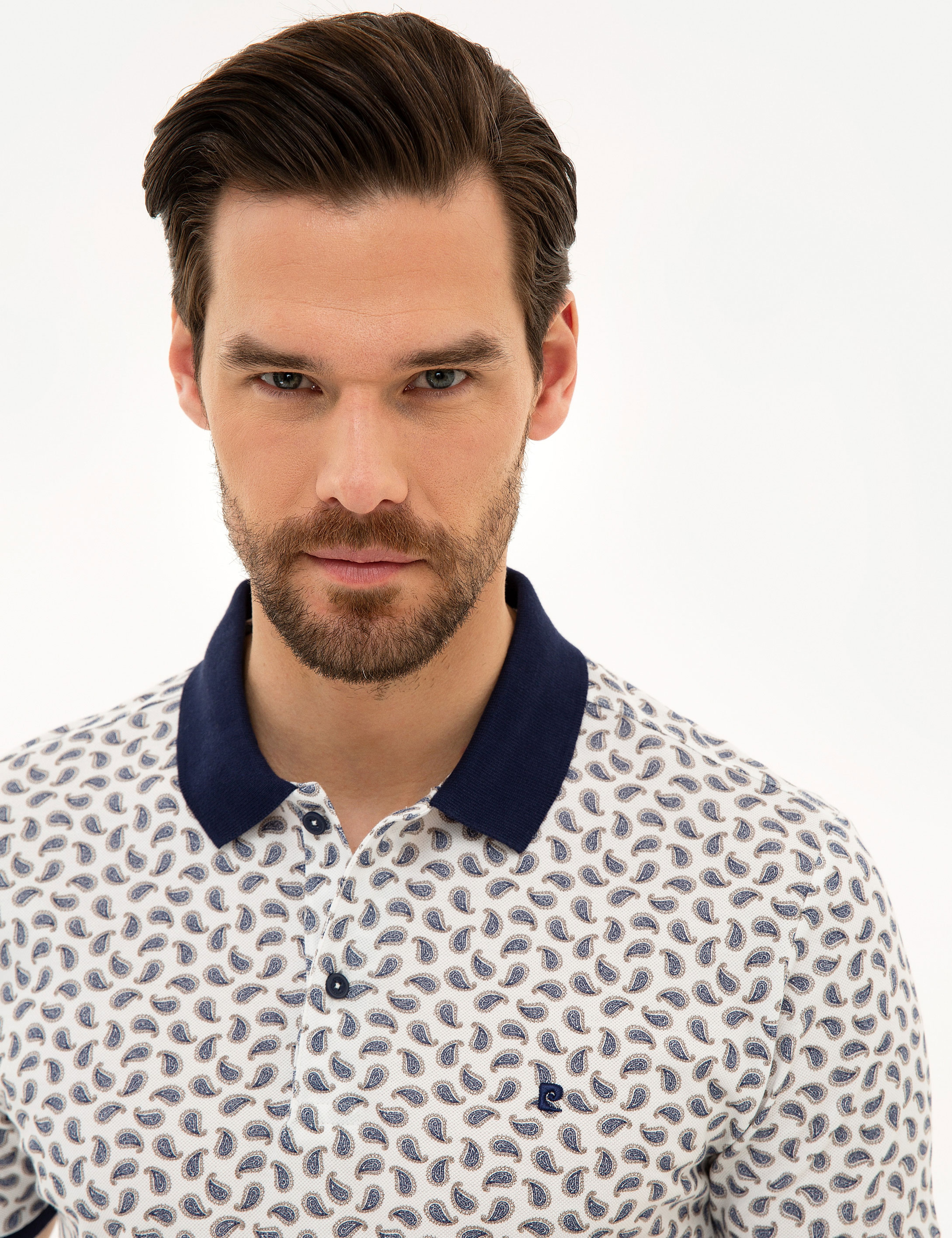 Lacivert Slim Fit %100 Pamuk Düğmeli Polo Yaka Tişört - Image 1