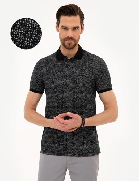 Siyah Slim Fit Polo Yaka Tişört - 50221421028