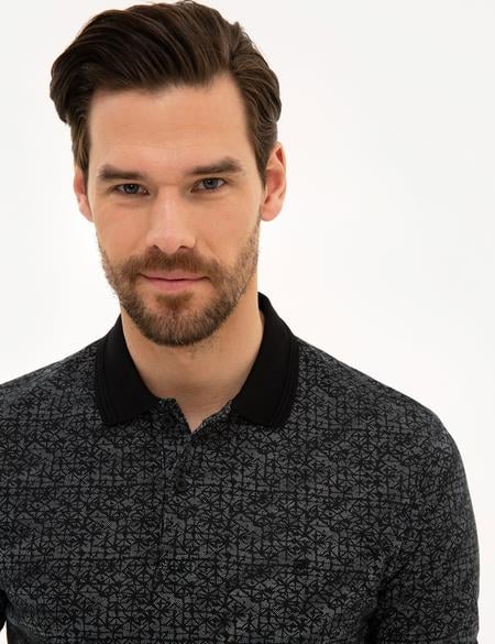 Siyah Slim Fit Polo Yaka Tişört - 50221421028