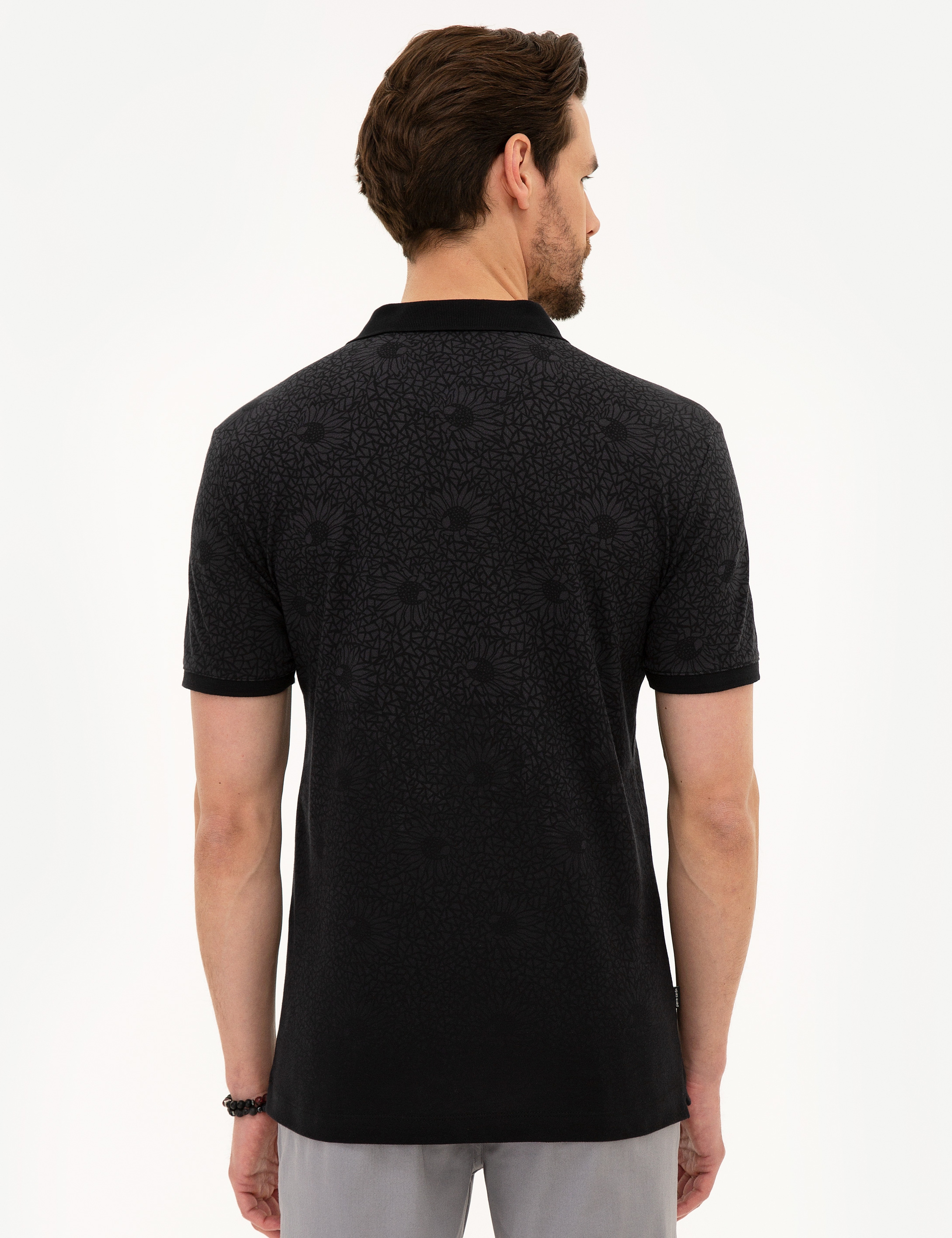 Siyah Slim Fit Polo Yaka Tişört - Image 3