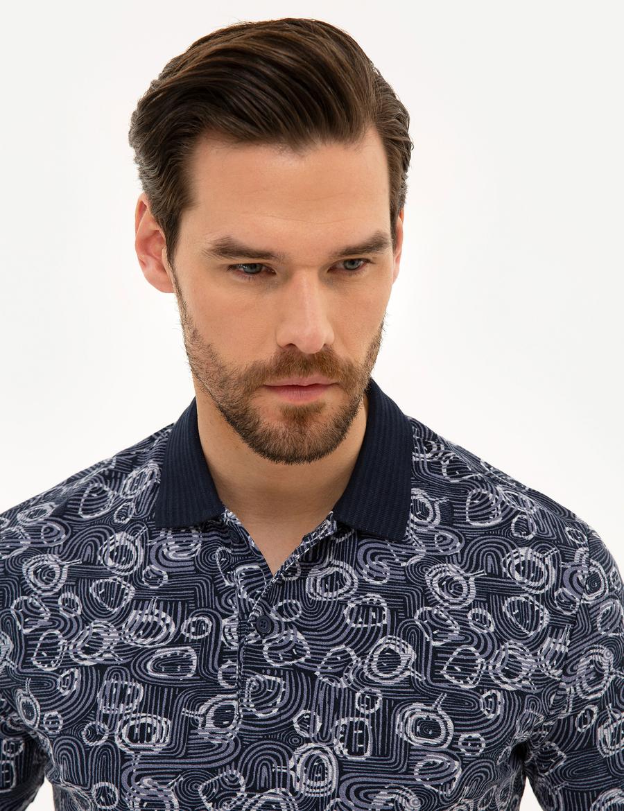Lacivert Slim Fit Polo Yaka T-Shirt