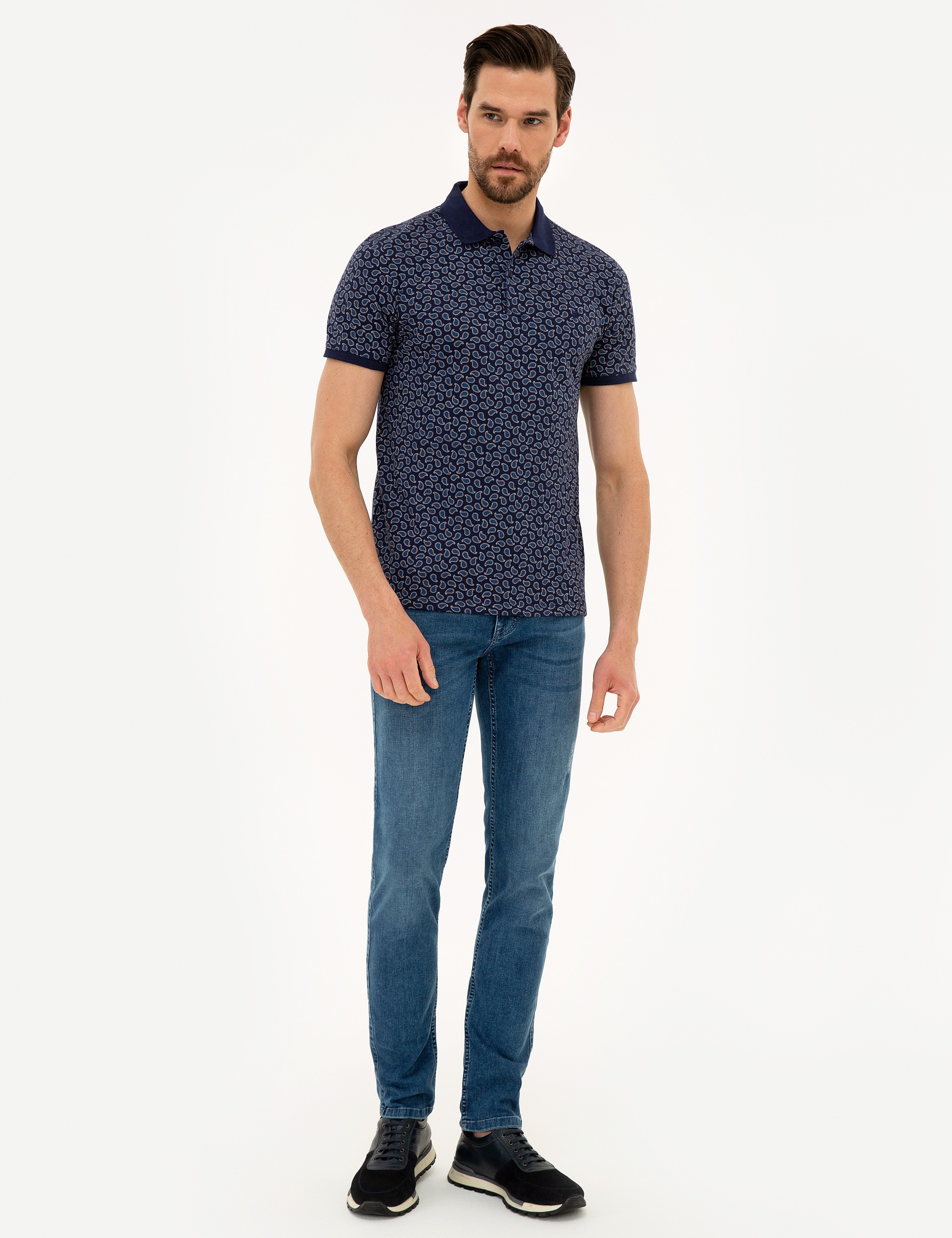 Lacivert Slim Fit Polo Yaka T-Shirt - Image 4