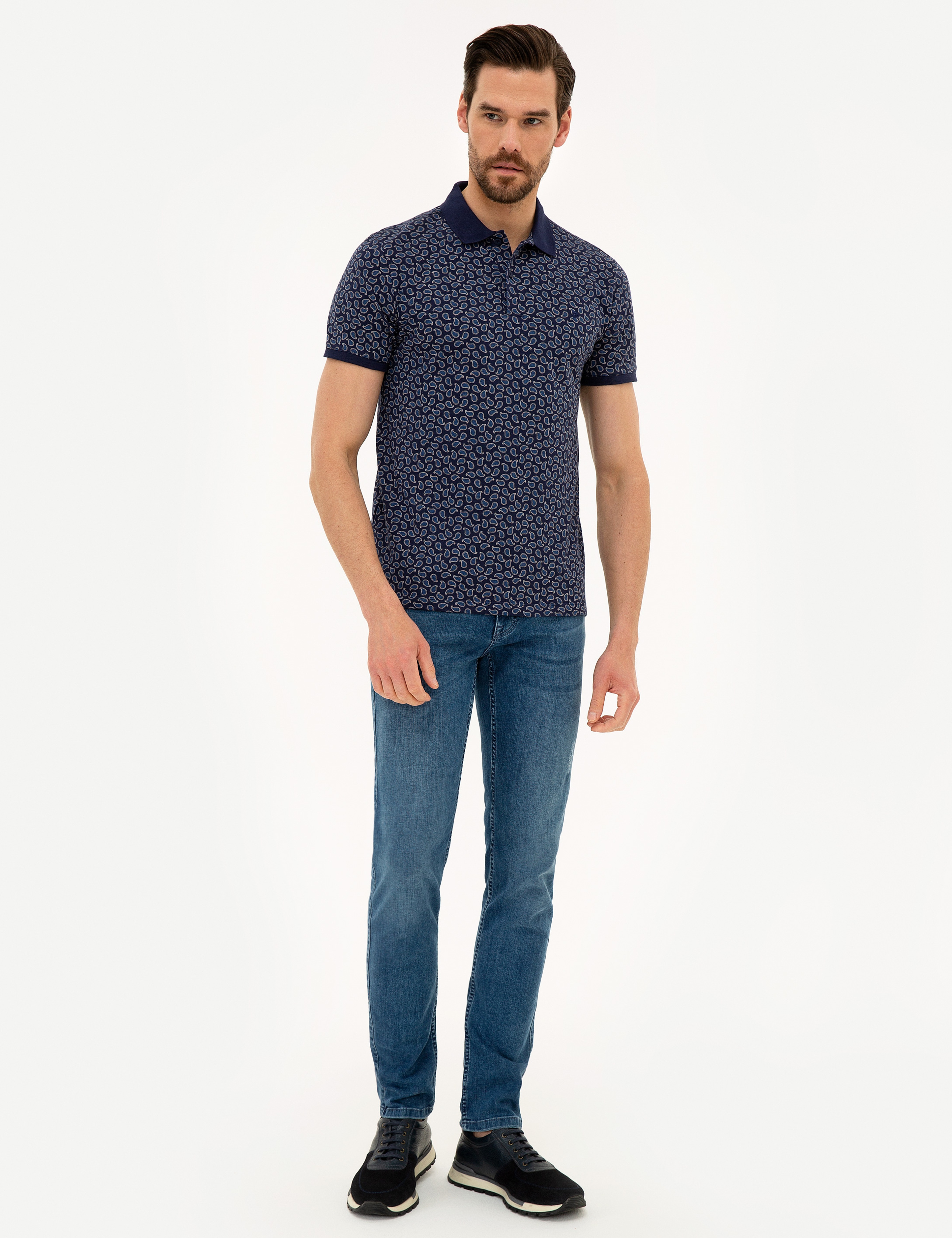 Lacivert Slim Fit Polo Yaka T-Shirt