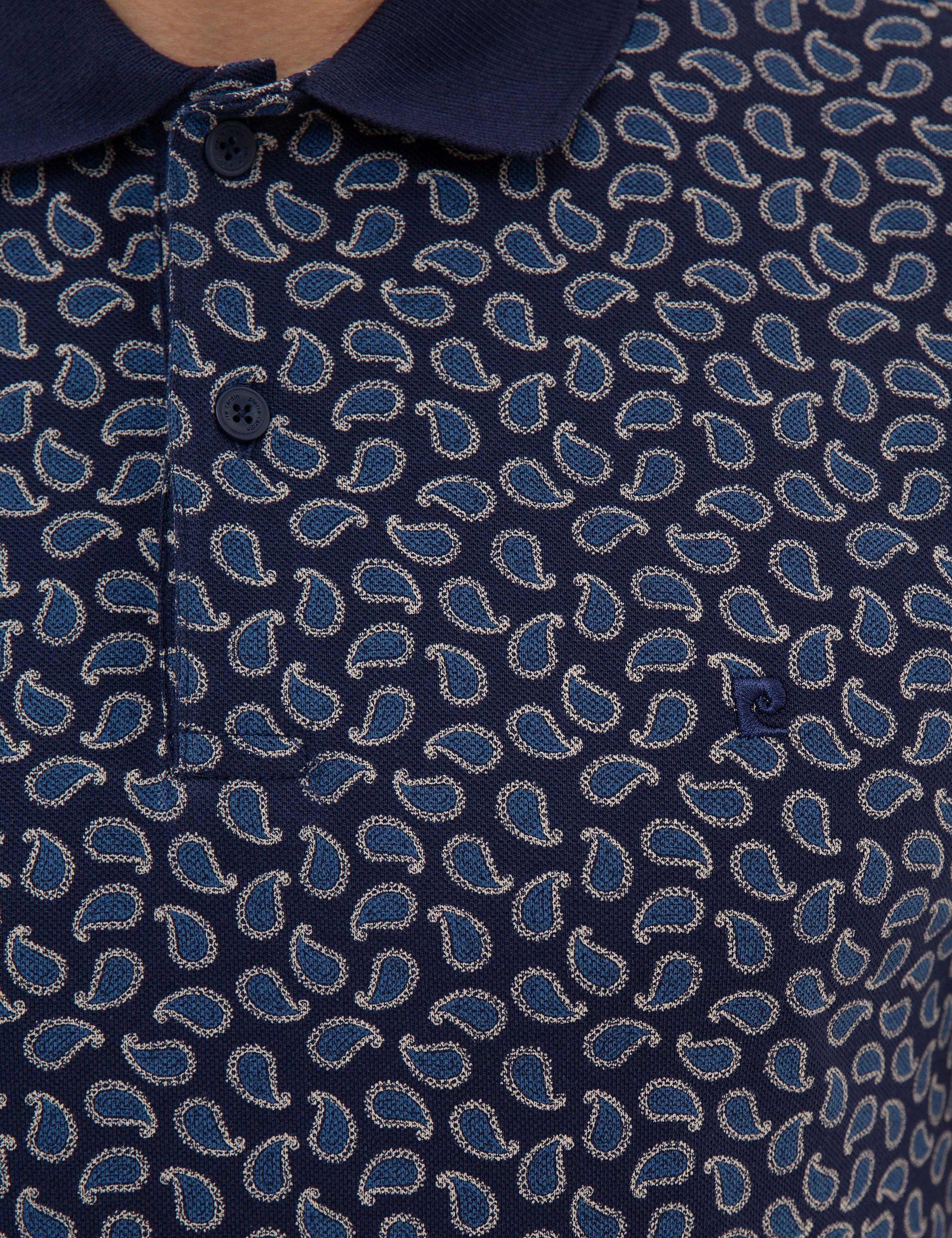 Lacivert Slim Fit Baskılı Polo Yaka Tişört