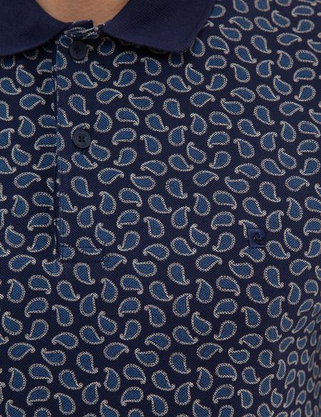 Lacivert Slim Fit Baskılı Polo Yaka Tişört - 50224543001