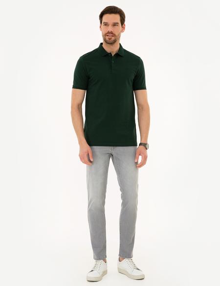 Koyu Yeşil Slim Fit Basic Polo Yaka T-Shirt - 50225515055