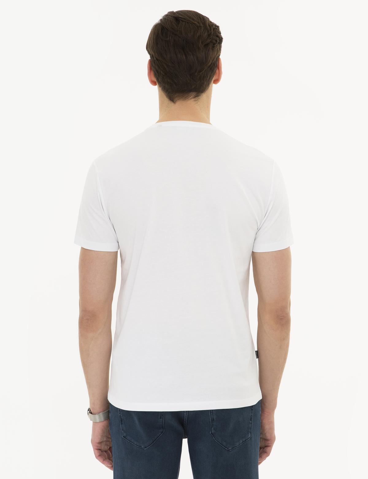 Beyaz Slim Fit Bisiklet Yaka T-Shirt - 50226352010