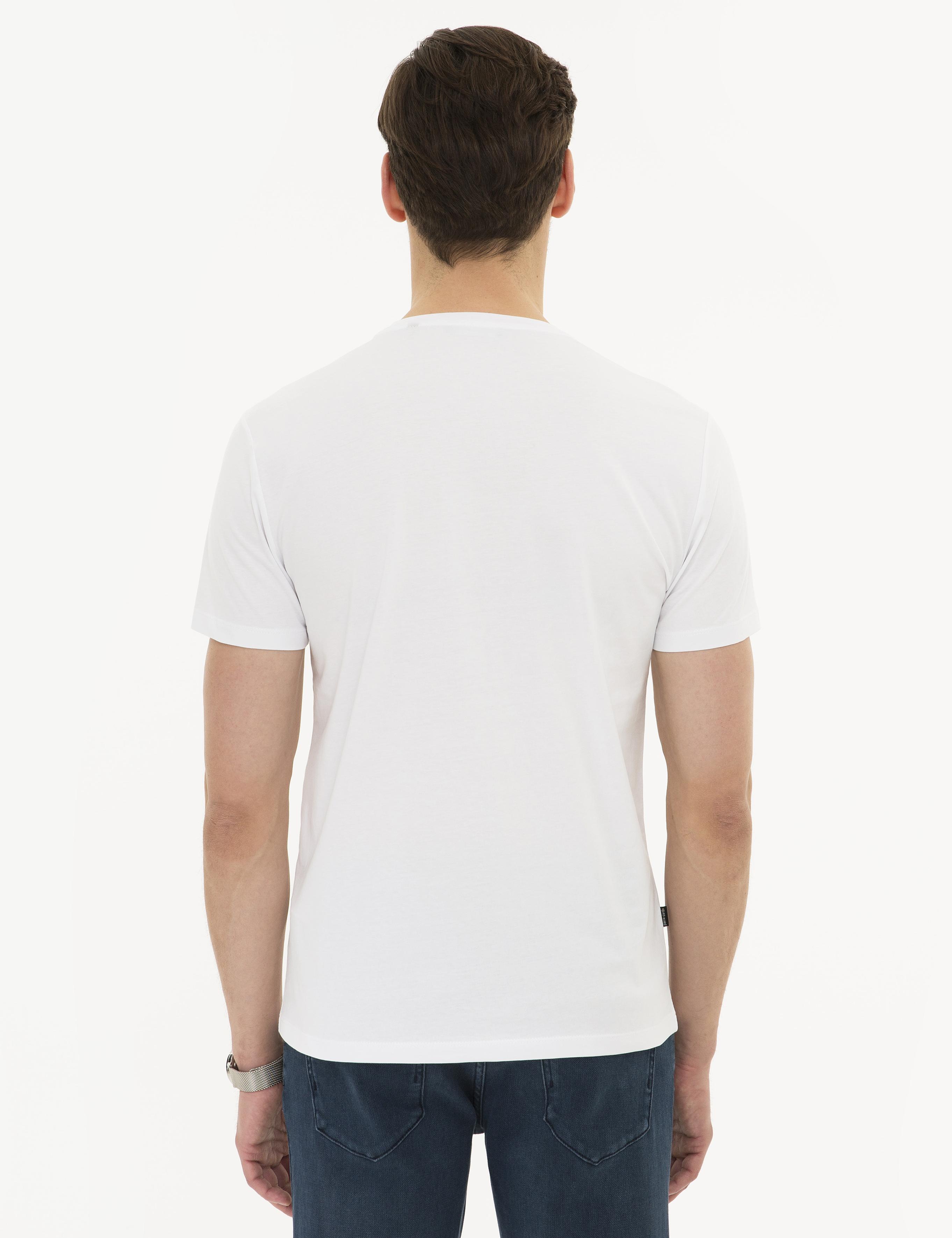 Beyaz Slim Fit Bisiklet Yaka T-Shirt