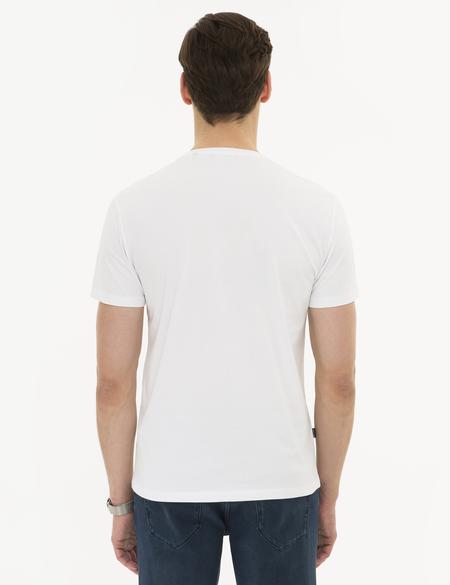Beyaz Slim Fit Bisiklet Yaka T-Shirt - 50226352010