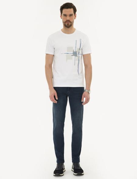 Beyaz Slim Fit Bisiklet Yaka T-Shirt - 50226352010