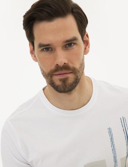 Beyaz Slim Fit Bisiklet Yaka T-Shirt - 50226352010