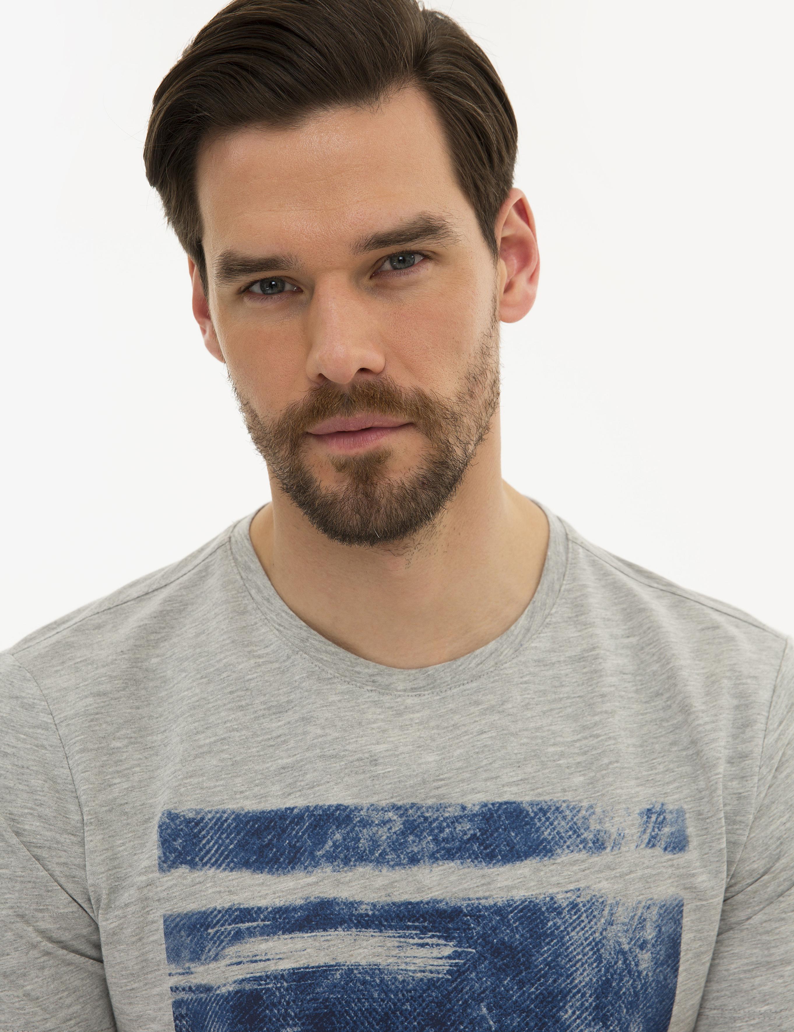 Açık Gri Melanj Slim Fit Bisiklet Yaka T-Shirt