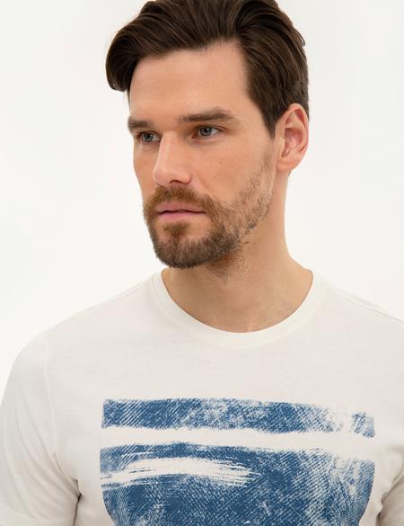 Ekru Slim Fit Bisiklet Yaka T-Shirt - 50226355011