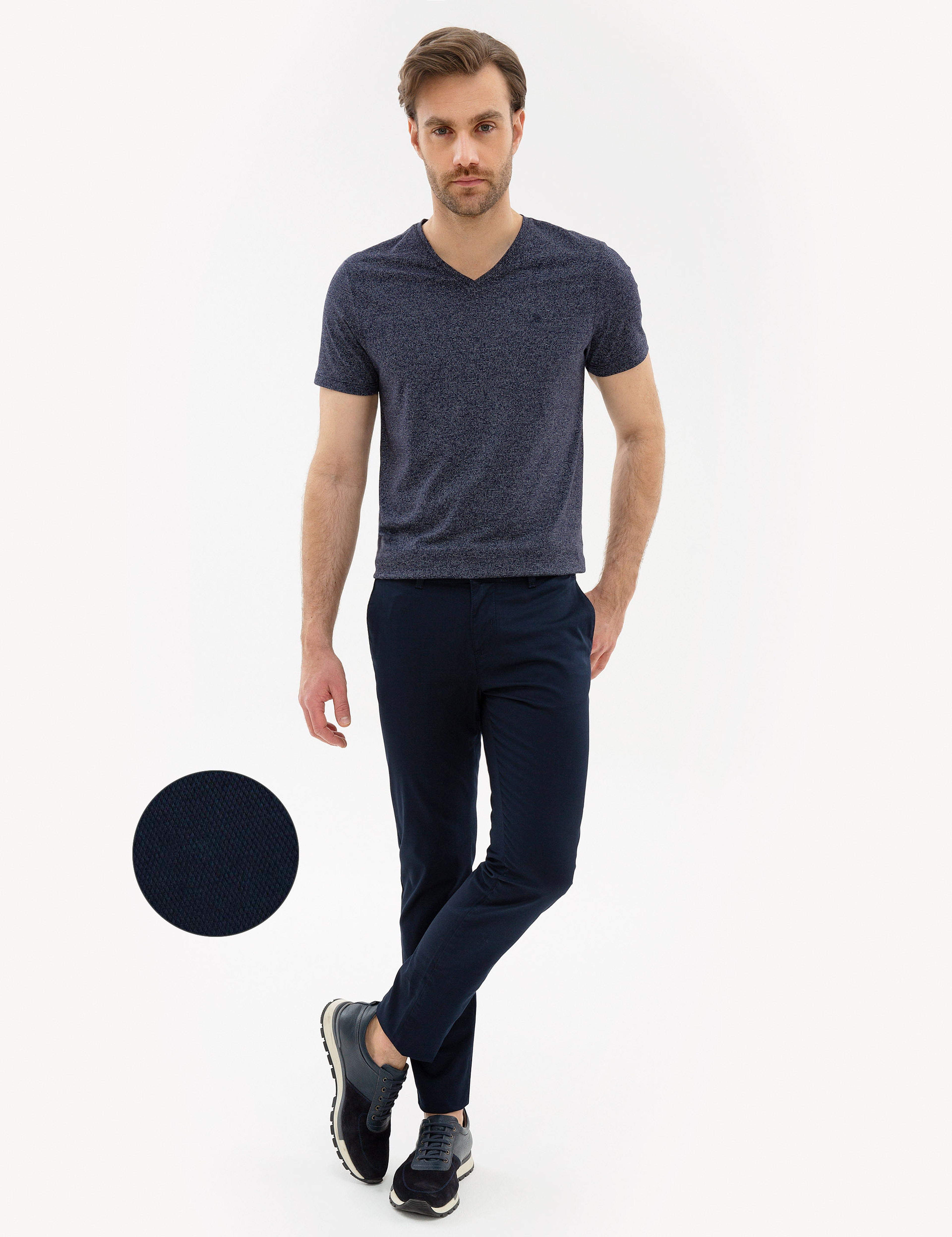 Lacivert Slim Fit Chino Pantolon - Image 1