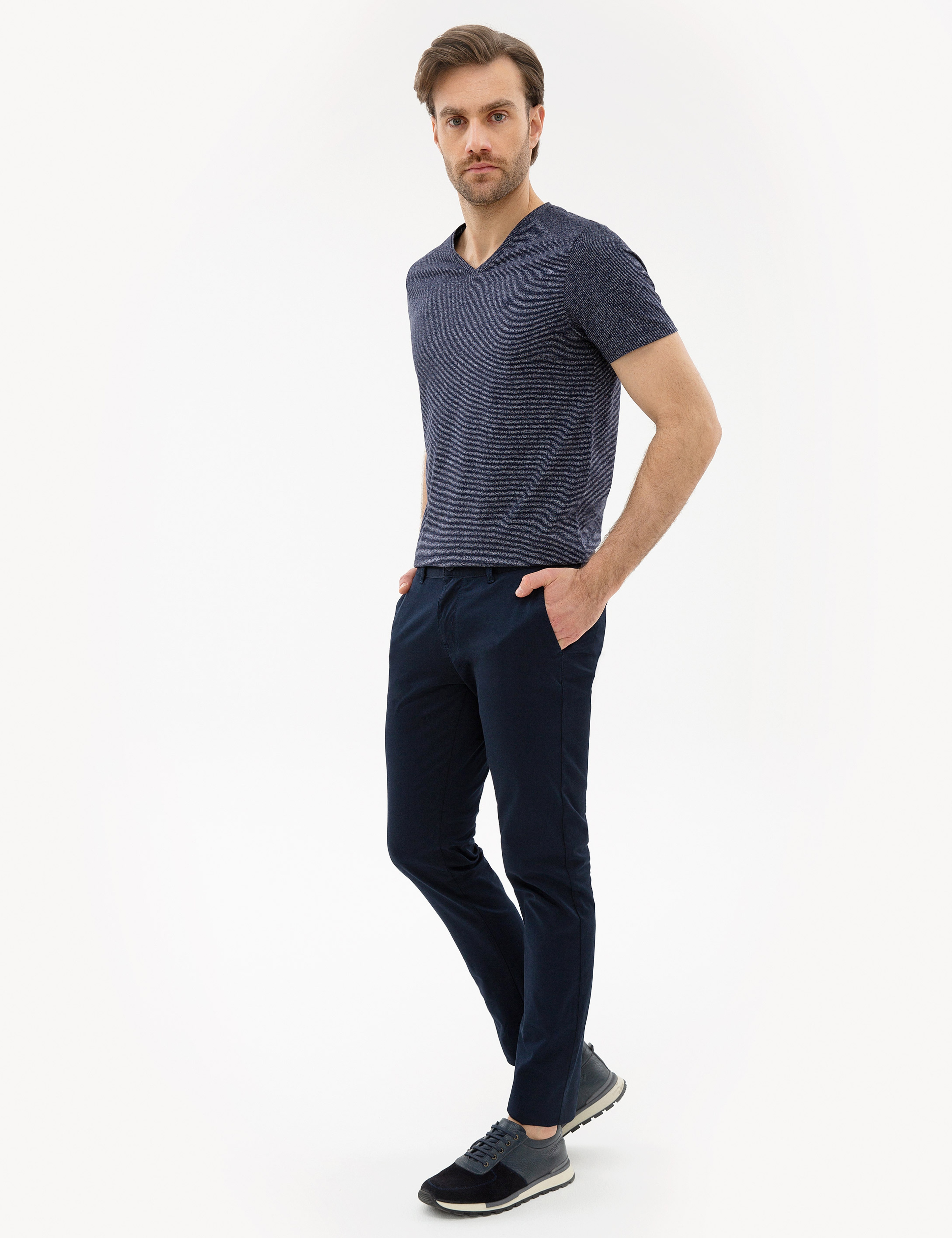 Lacivert Slim Fit Chino Pantolon - Image 2