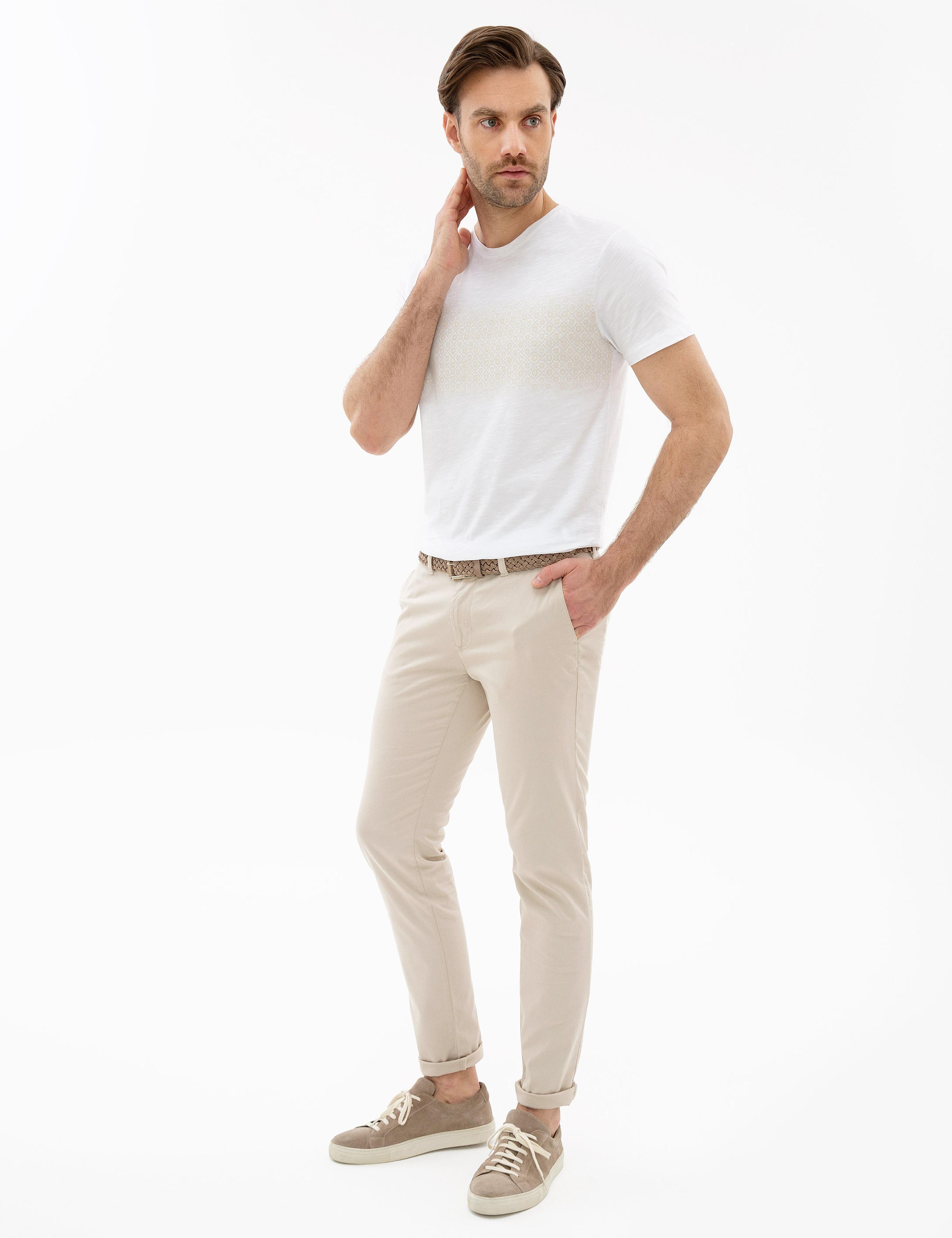 Bej Slim Fit Chino Pantolon
