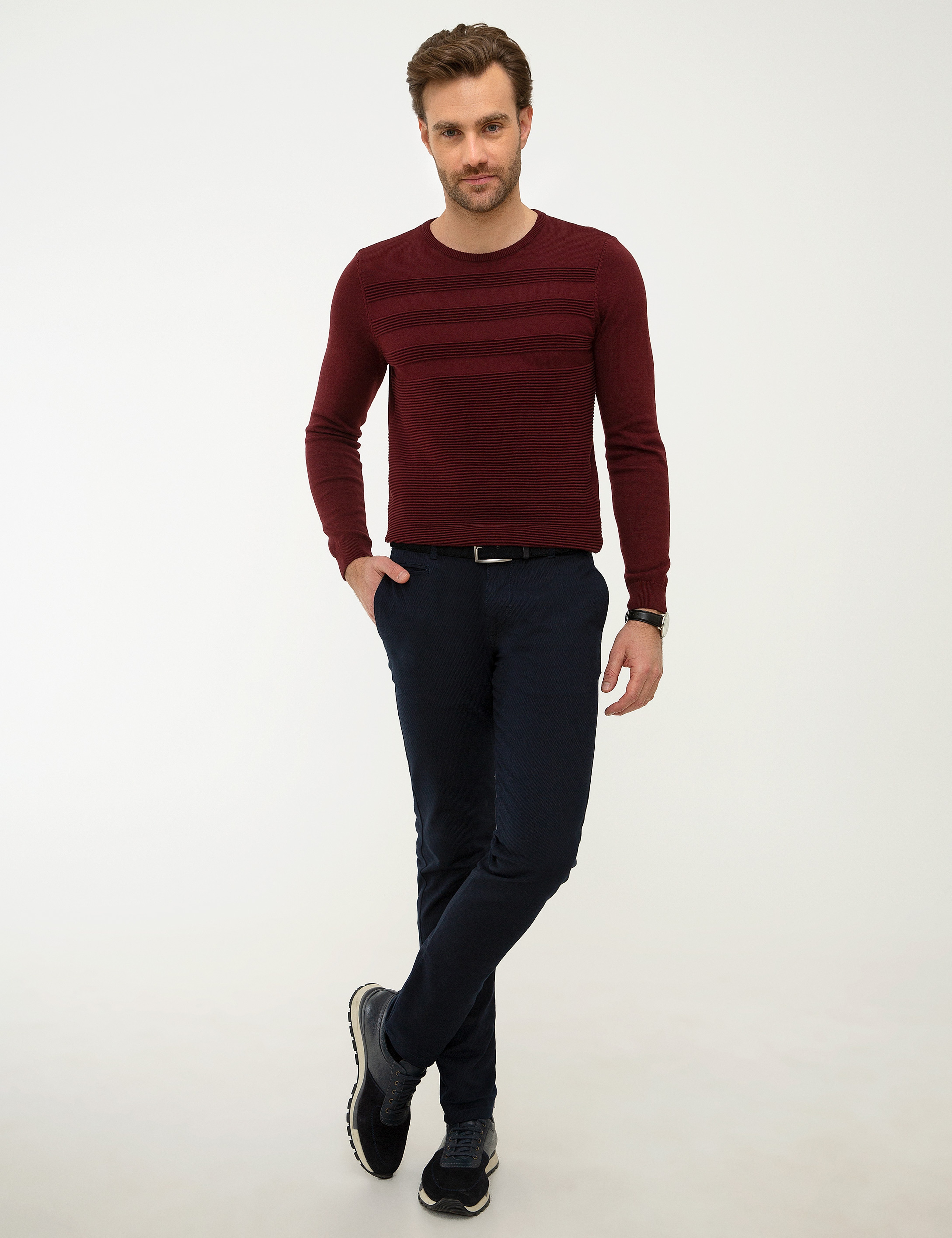 Bordo Slim Fit Triko Kazak