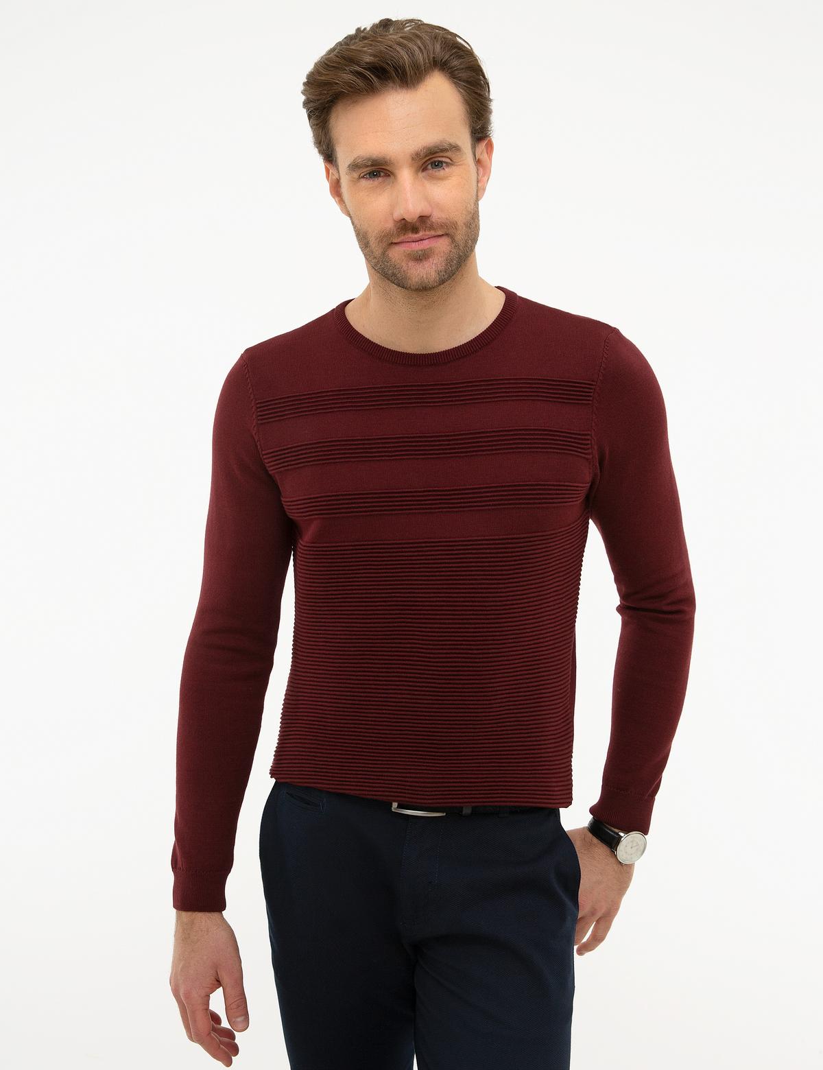 Bordo Slim Fit Triko Kazak