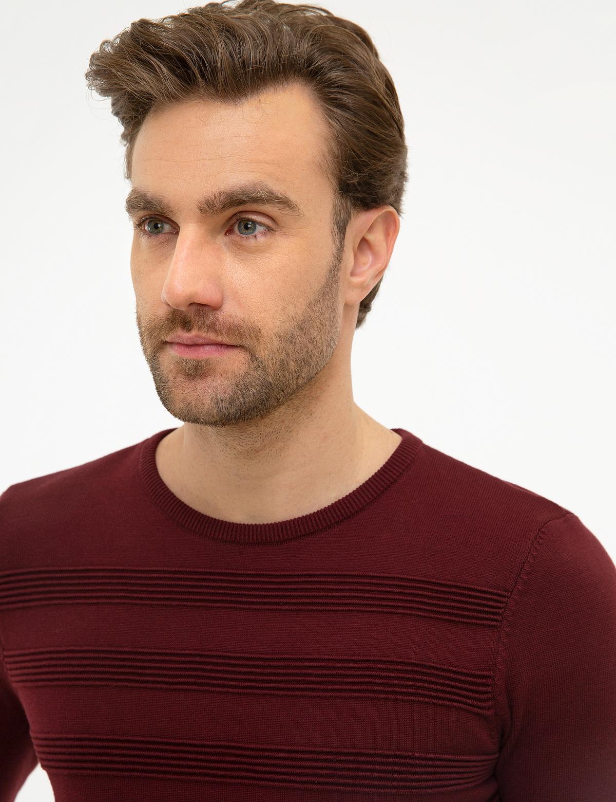 Bordo Slim Fit Triko Kazak - 50226536005