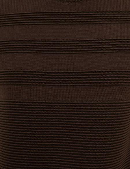 Kahverengi Slim Fit Triko Kazak - 50226536015