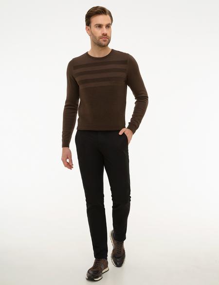 Kahverengi Slim Fit Triko Kazak - 50226536015