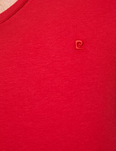 Kırmızı Slim Fit V Yaka T-Shirt - 50168794113