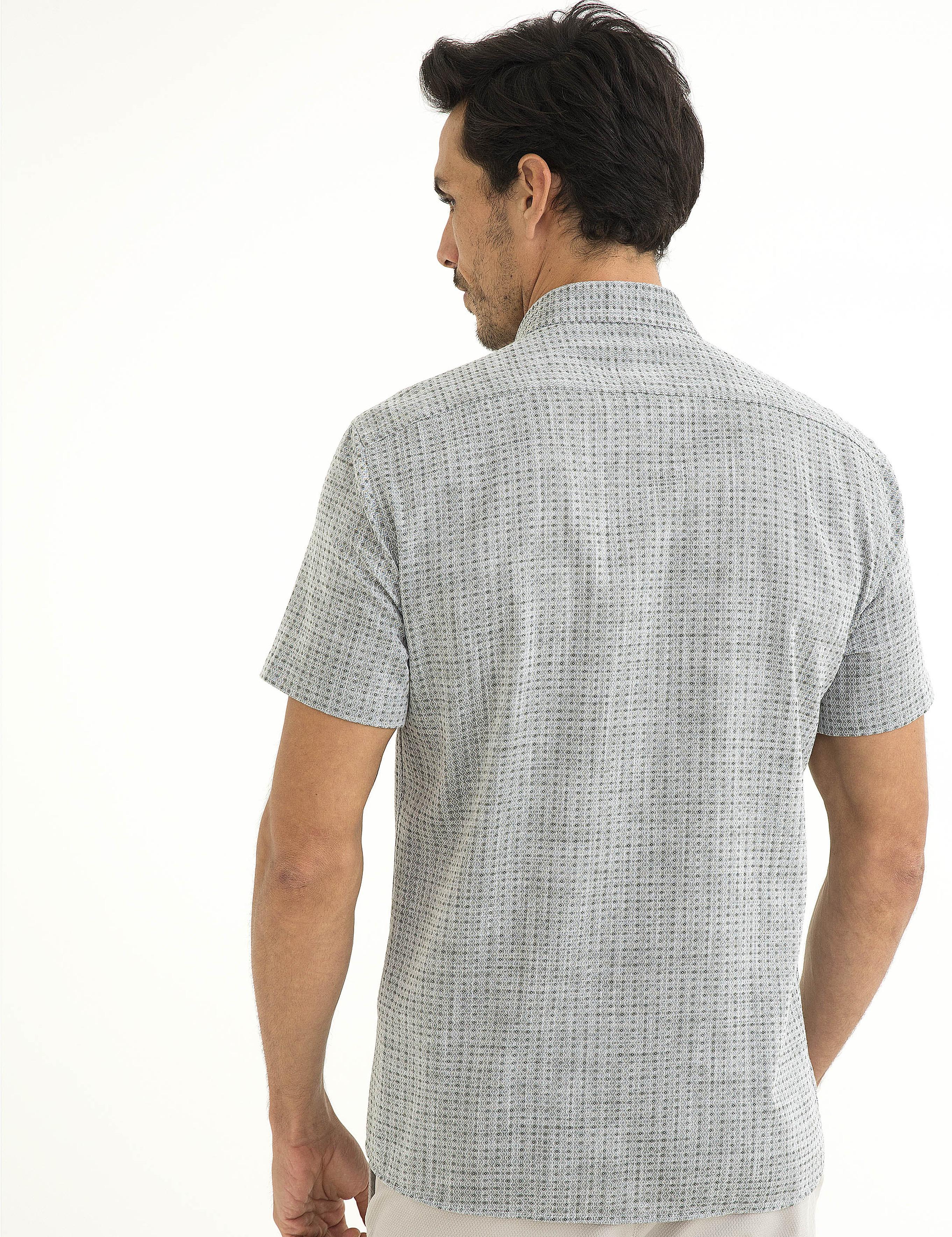 Yeşil Slim Fit Kısa Kol Gömlek