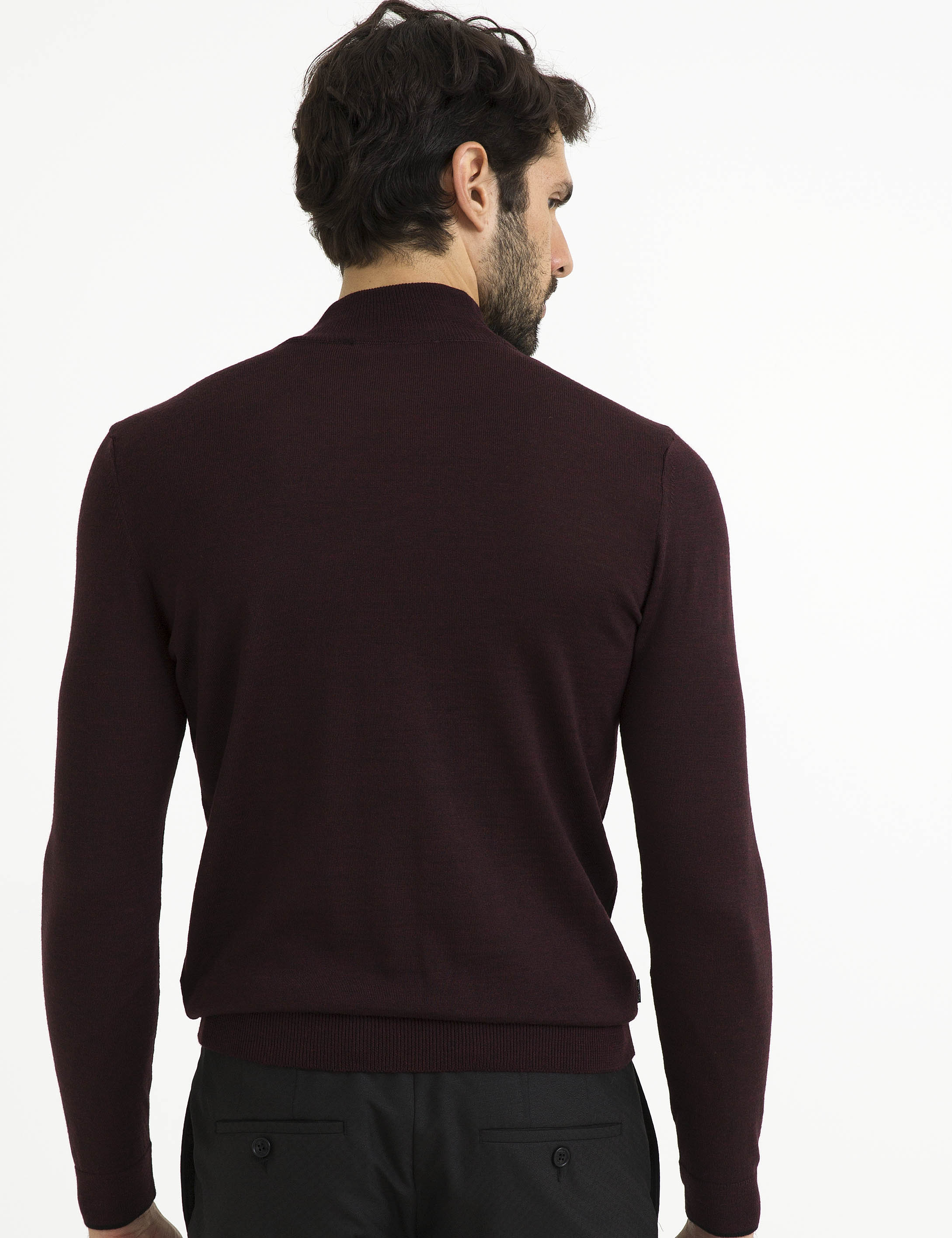 Bordo Slim Fit Basic Triko Kazak - Image 5