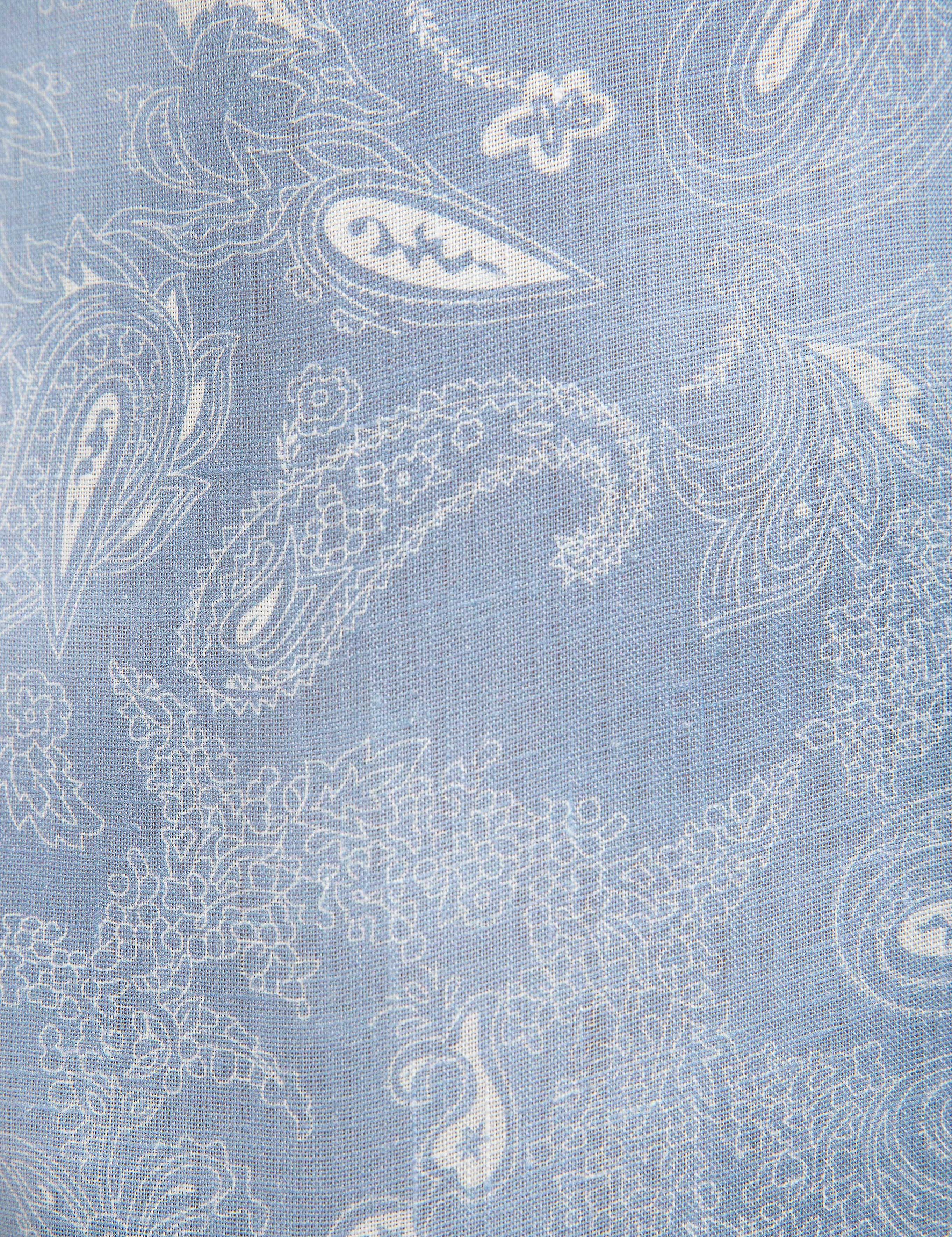 Açık Mavi Slim Fit Keten Gömlek