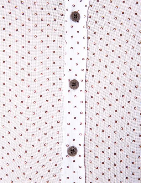 Kahverengi Detaylı Beyaz Slim Fit Gömlek - 50200622020
