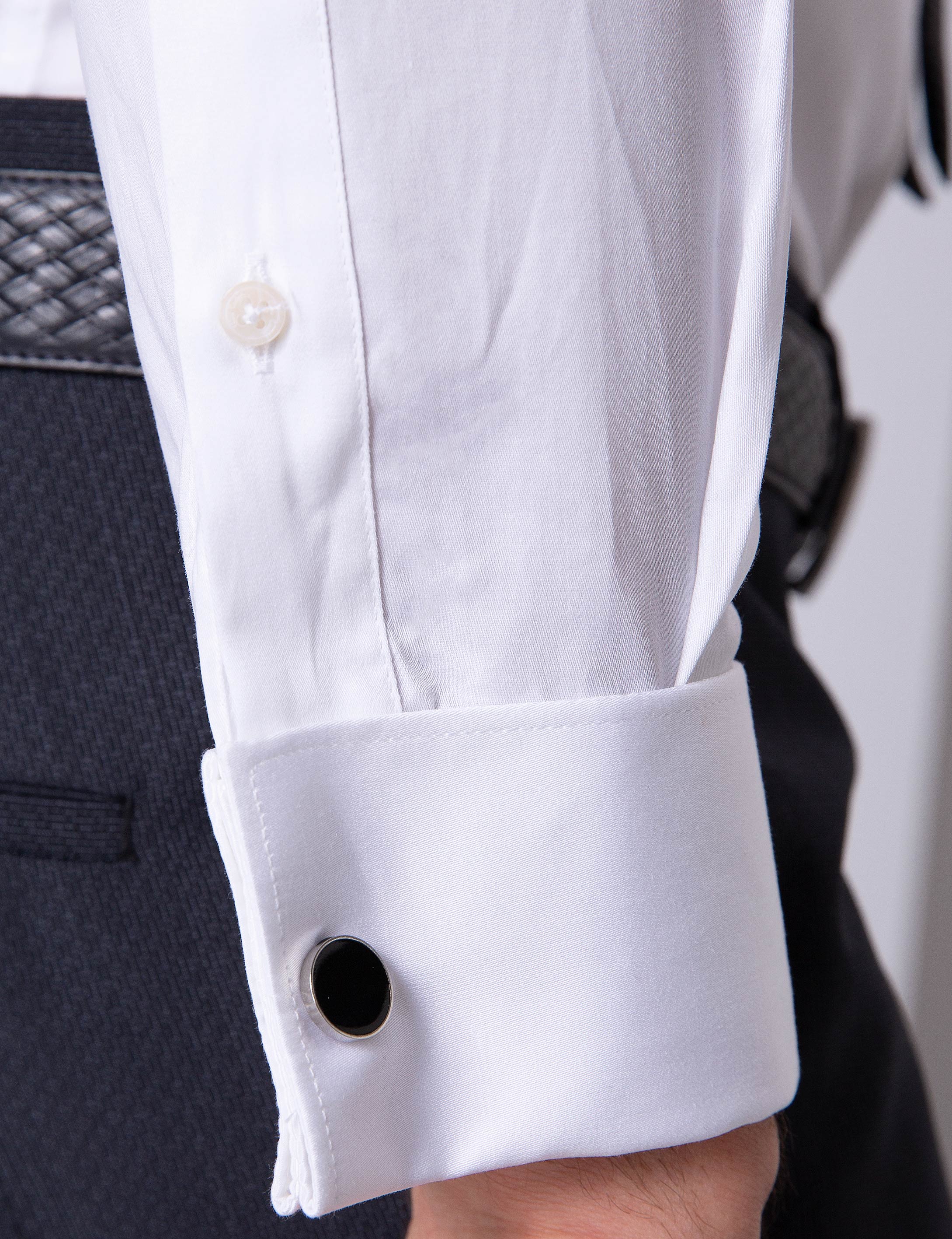 Beyaz Slim Fit Uzun Kollu Klasik Gömlek - Image 5