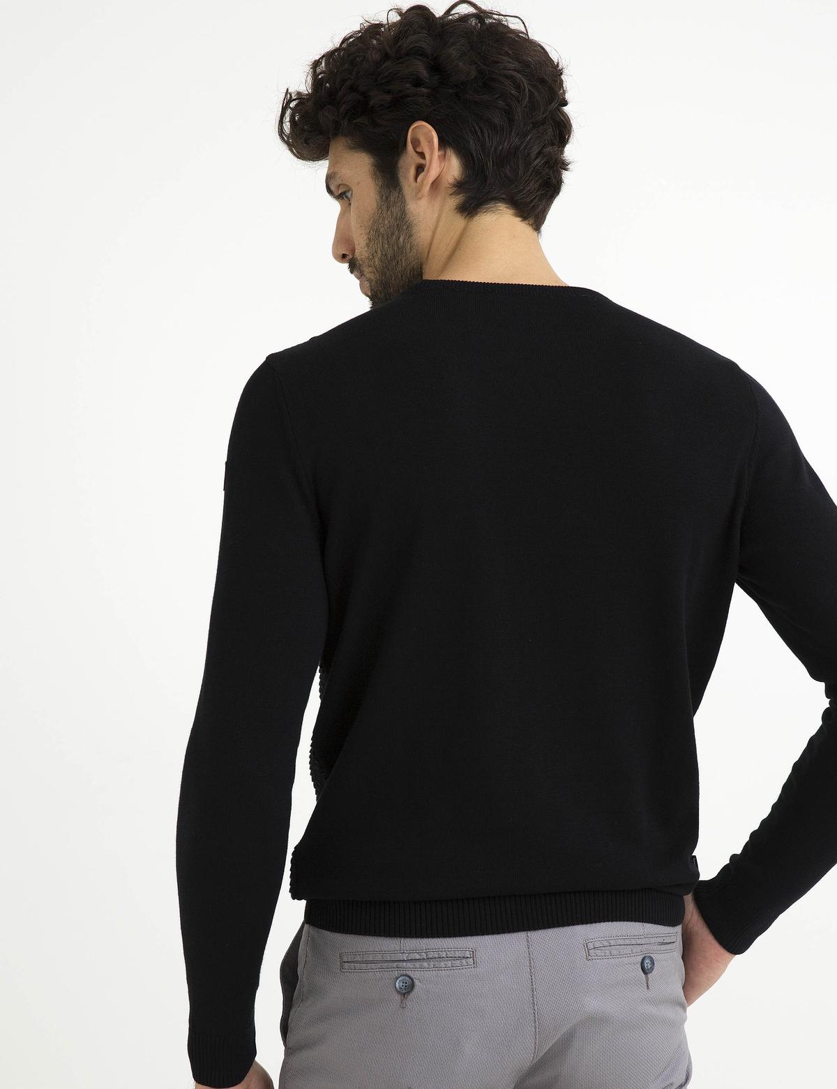 Siyah Slim Fit Triko Kazak - 50195744036